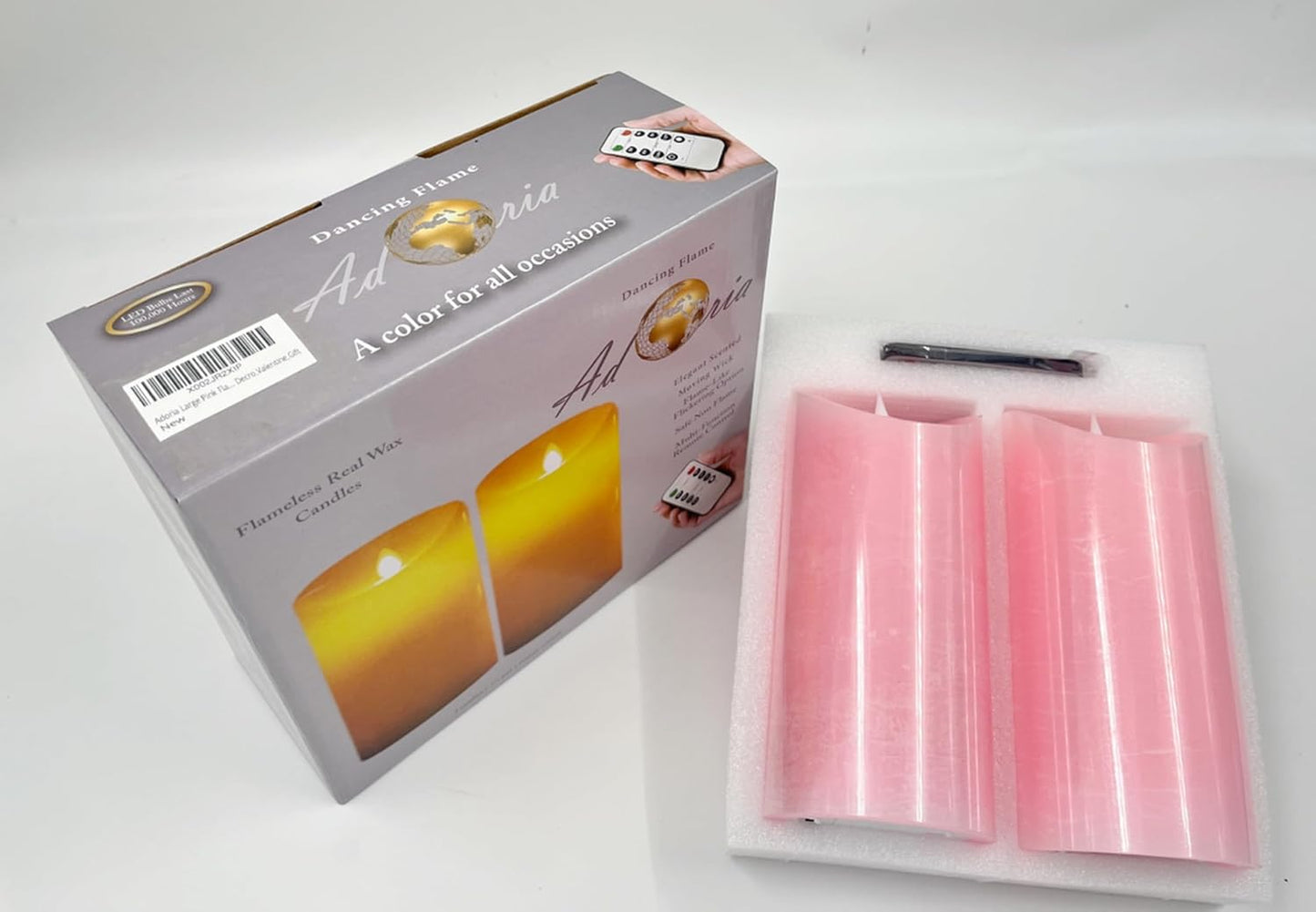 Adoria Large Pink Flameless Candles Pack of 2, 7 inch Height | Pink Pillar candles set 2 Rose Scented, Home Decor