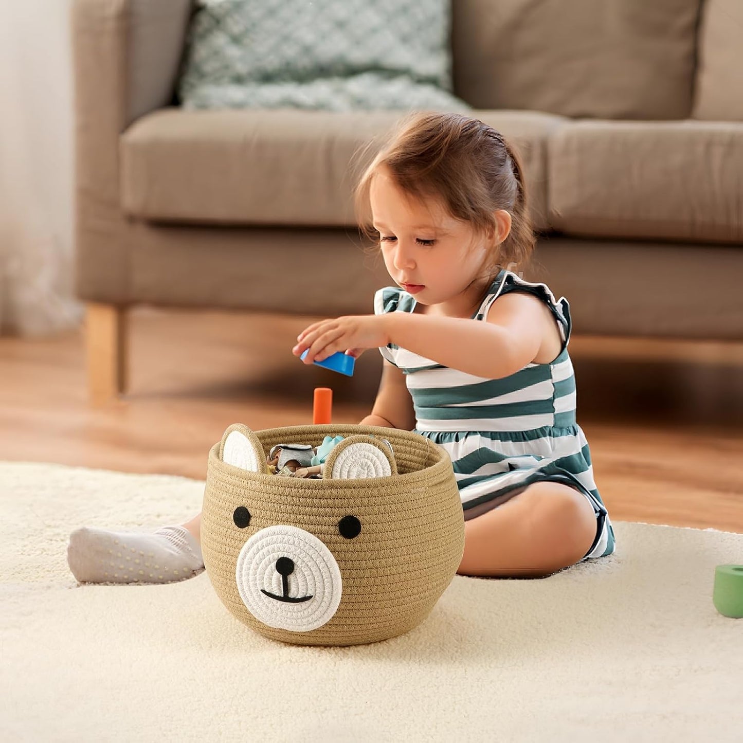 Cotton Rope Baby Basket / Brown