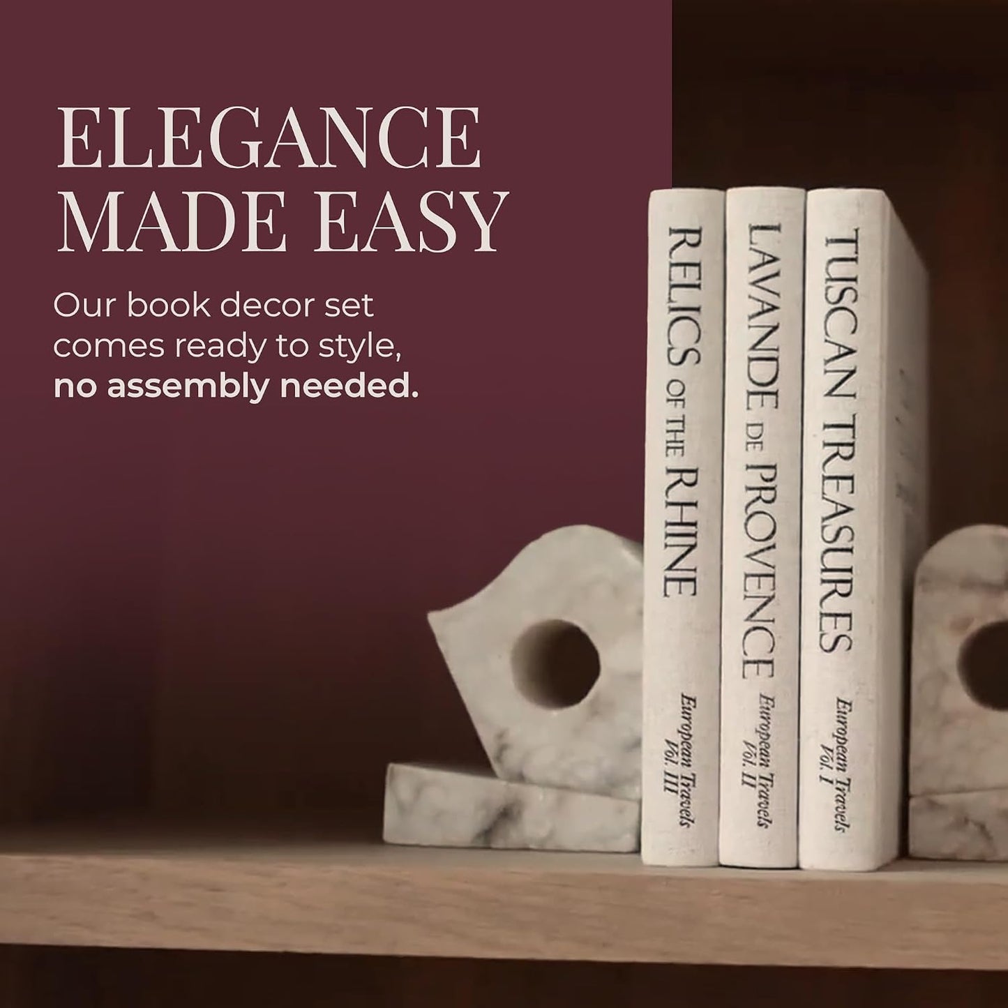 Ence Designs Decorative Books / Linen / Beige / Set of 3