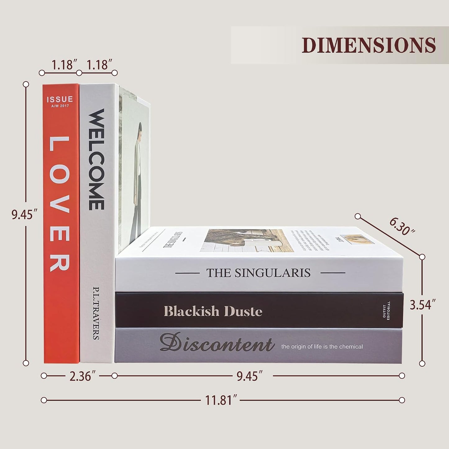 Decorative Faux Books Set / White&orange-medium / Set of 5