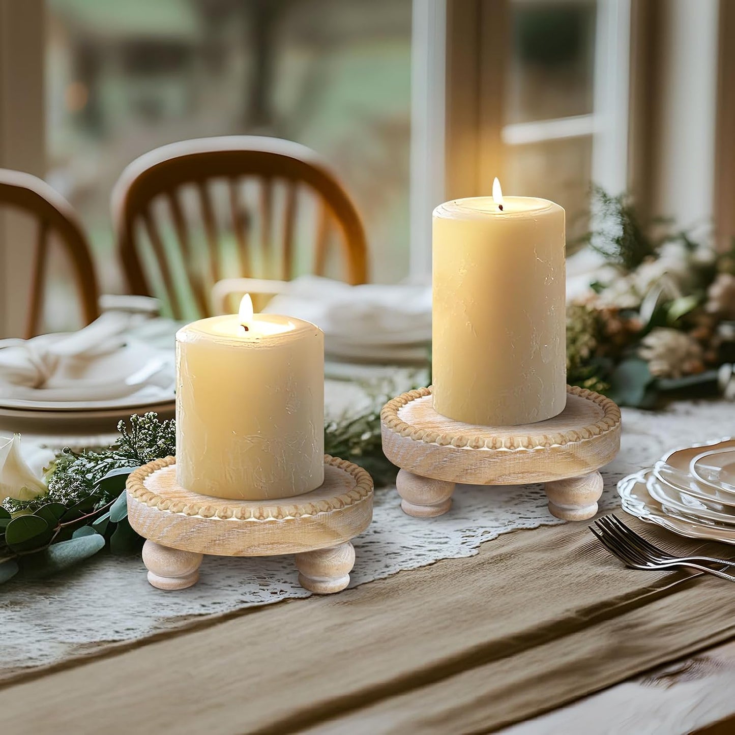 Farmhouse Candle Trays Home Decor / Brown / Set of 2