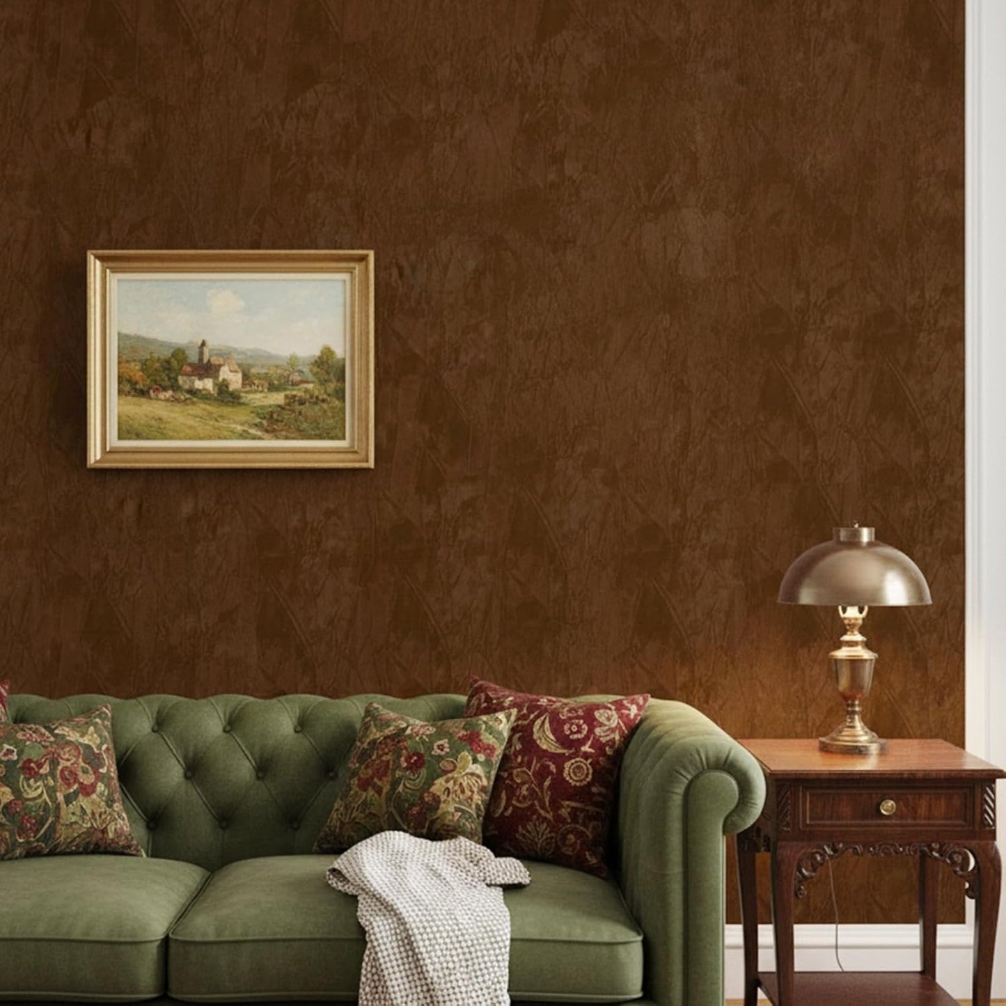 Brown Peel and Stick Wallpaper Velvet Wallpaper / 79 x 17.5 / Brown Velvet