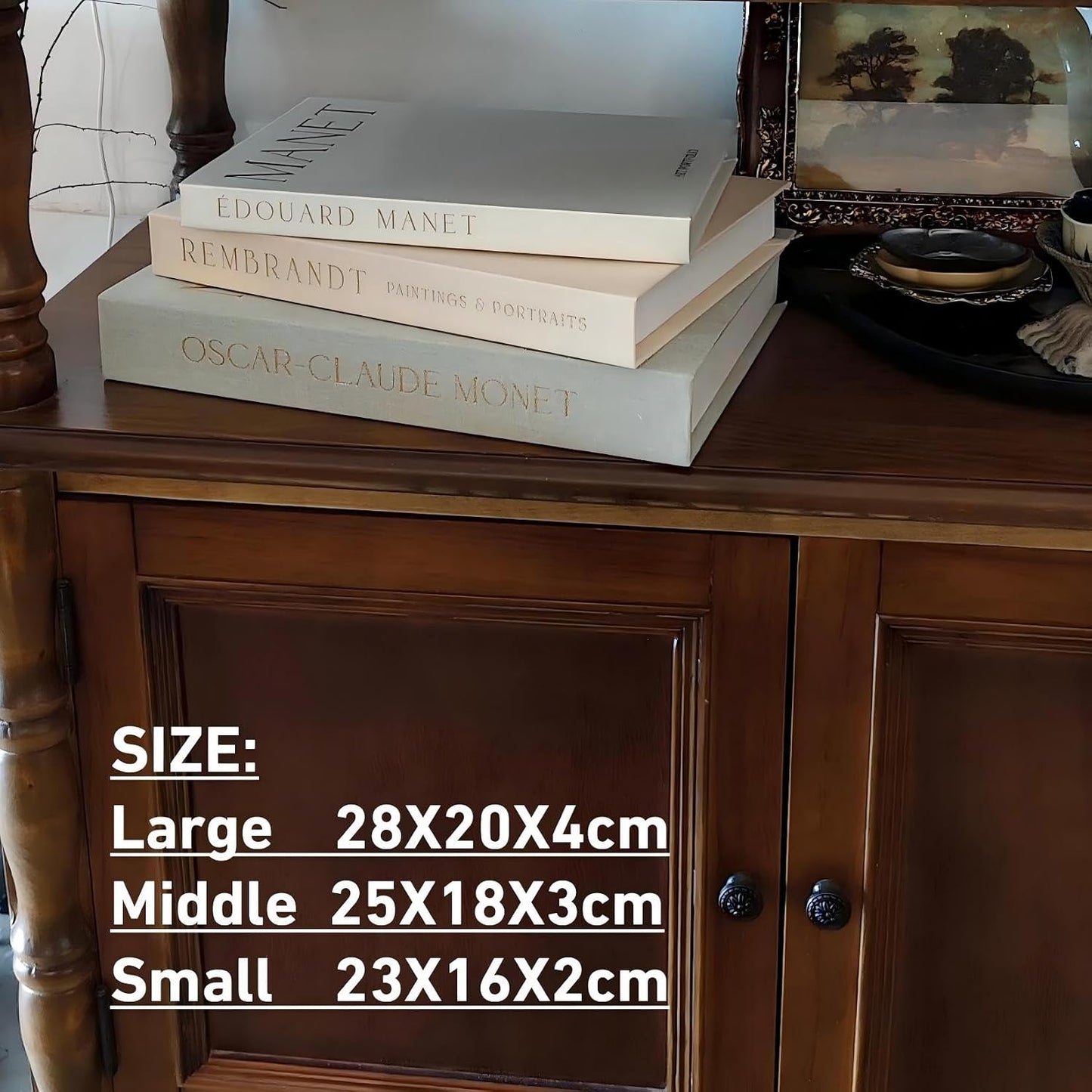 Fake Faux Books / Linen Sage-beige-white / Set of 3