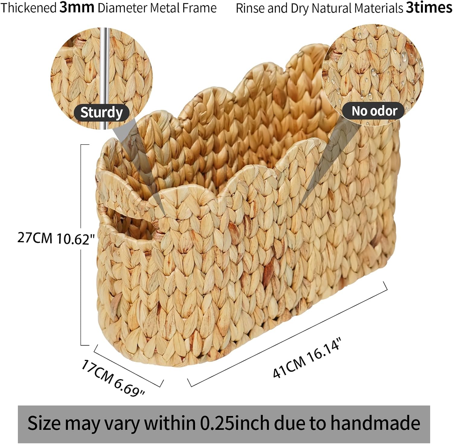 Scalloped Wicker Basket / Water Hyacinth