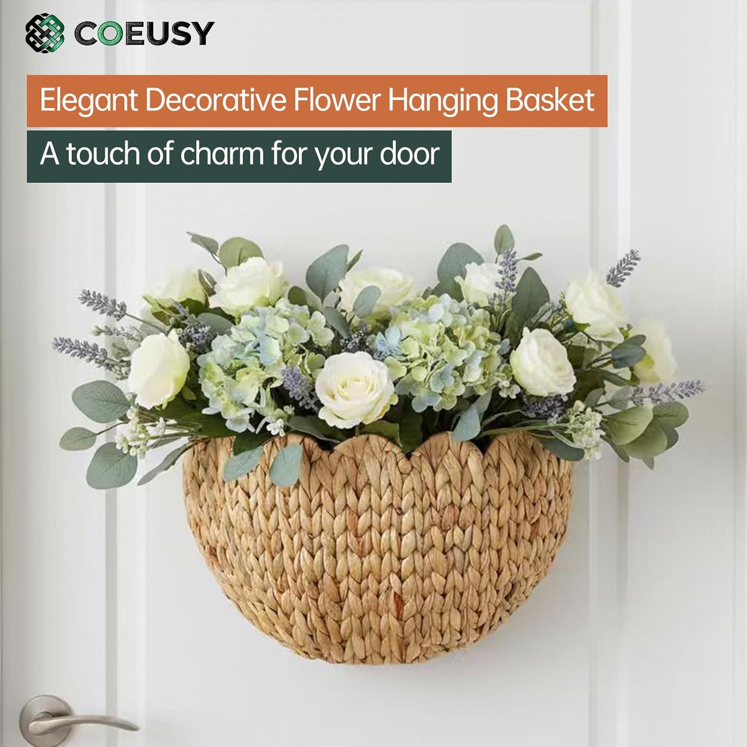 Wicker Wall Basket / Water Hyacinth / Natural