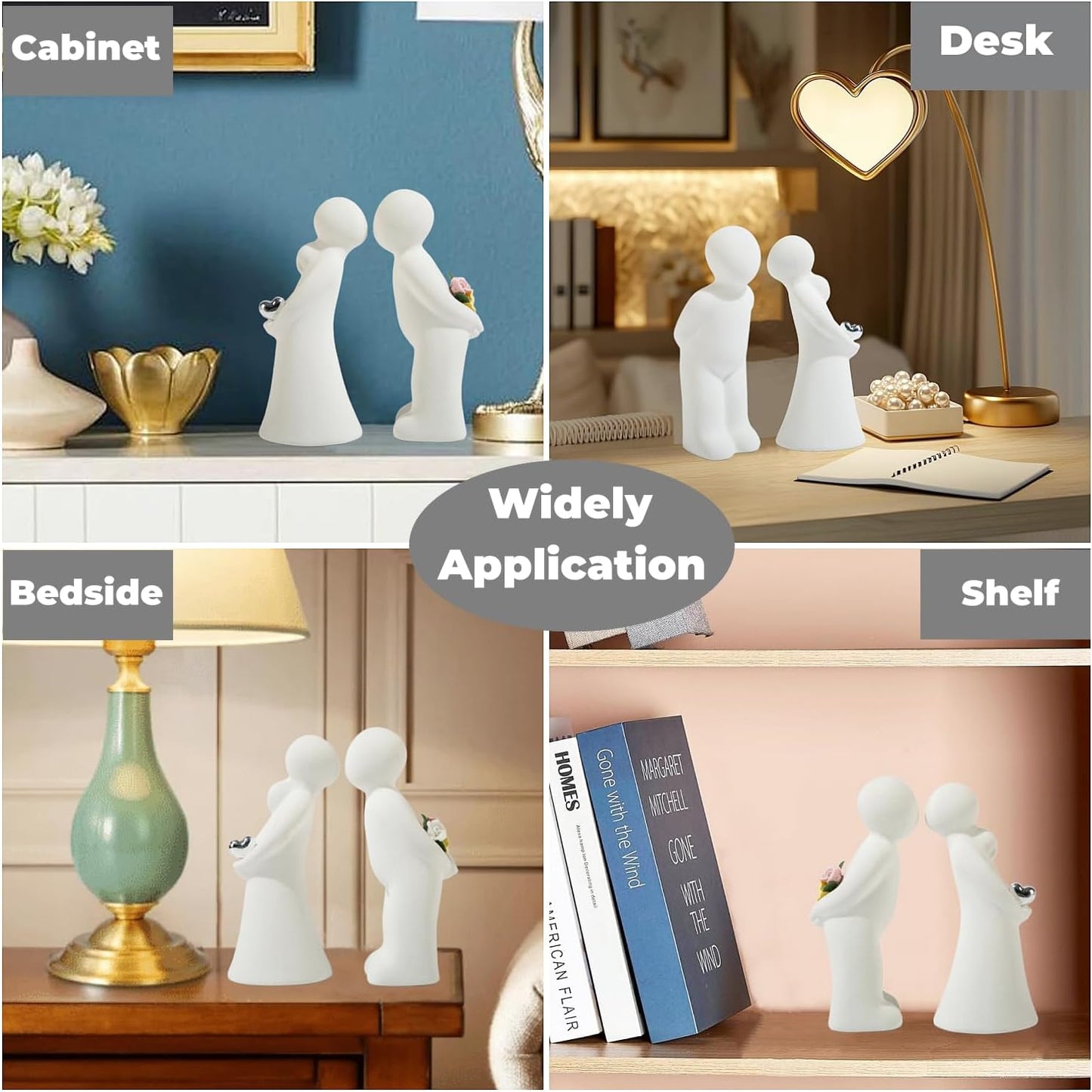Ceramic Couple Statue / Modern Aesthetic Couple Sculpture Love Sign Figurines