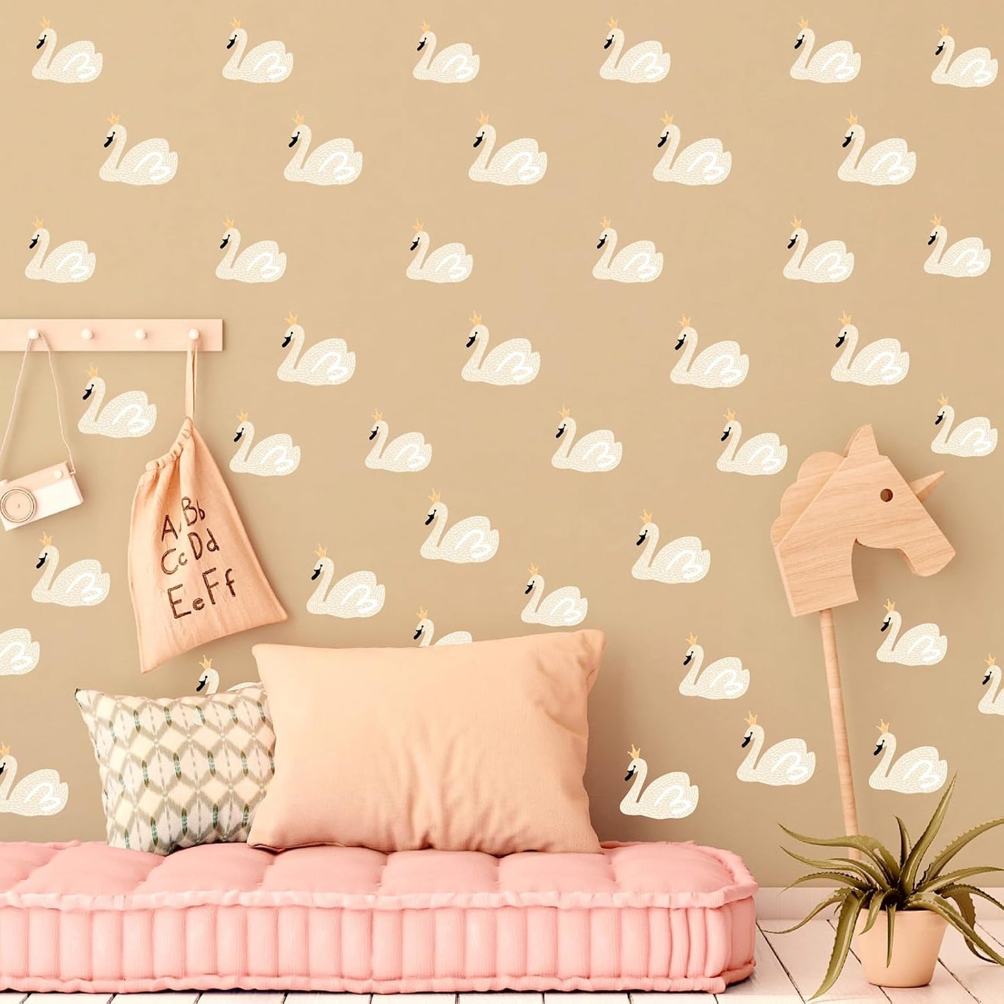 Wall Decals Peel and Stick Boho Nursery Wall Stickers Watercolor Animal Removable Swans / Swan