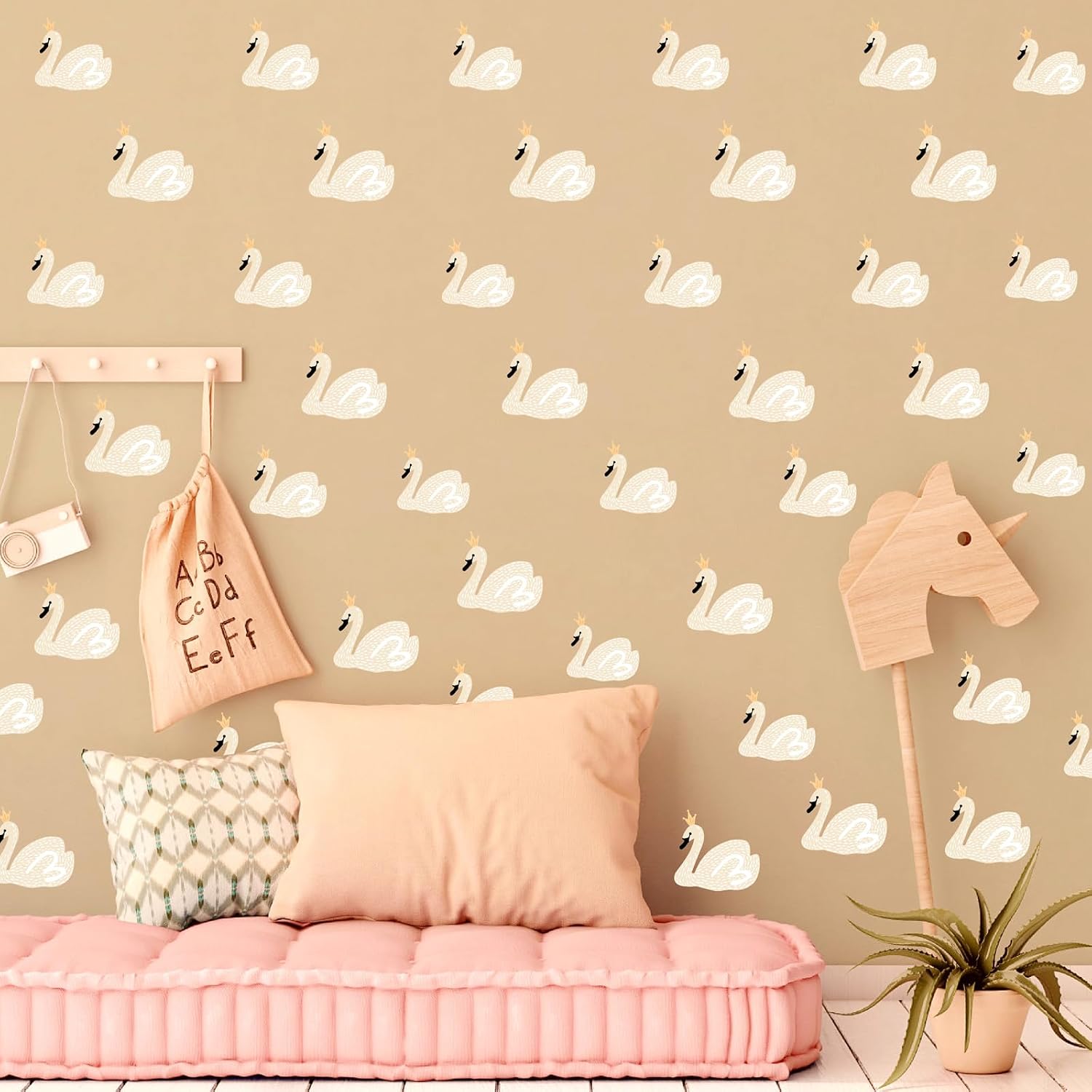 Wall Decals Peel and Stick Boho Nursery Wall Stickers Watercolor Animal Removable Swans / Swan