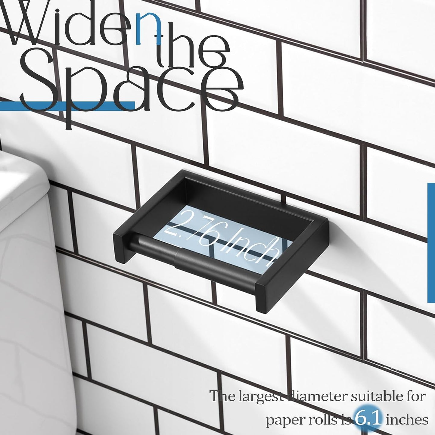 KOKOSIRI Toilet Paper Holder Spring Loaded Bathroom Toilet Roll Holder Wall Mount Stainless Steel Matte Black B2011BK