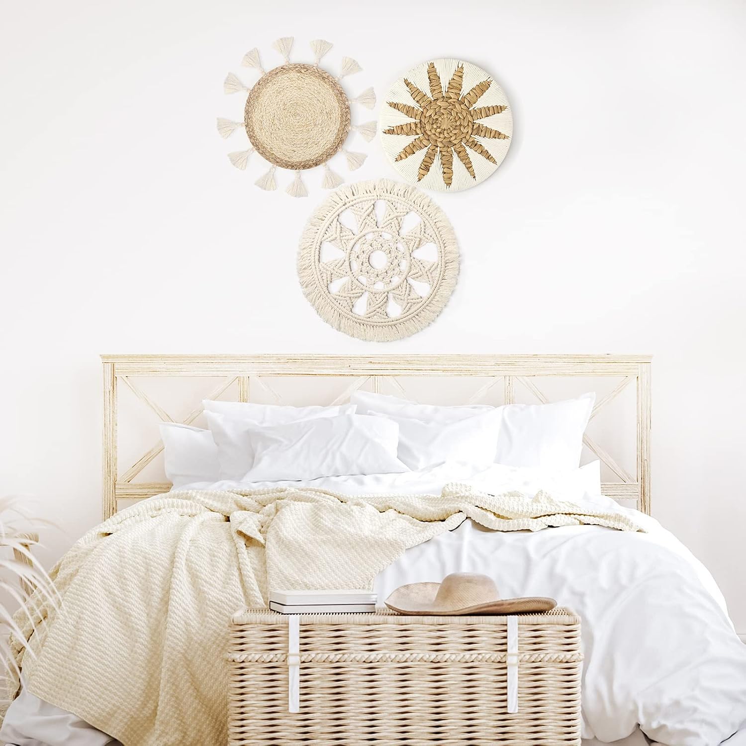 Boho Wall Basket Decor / 12 Inch / Set of 3