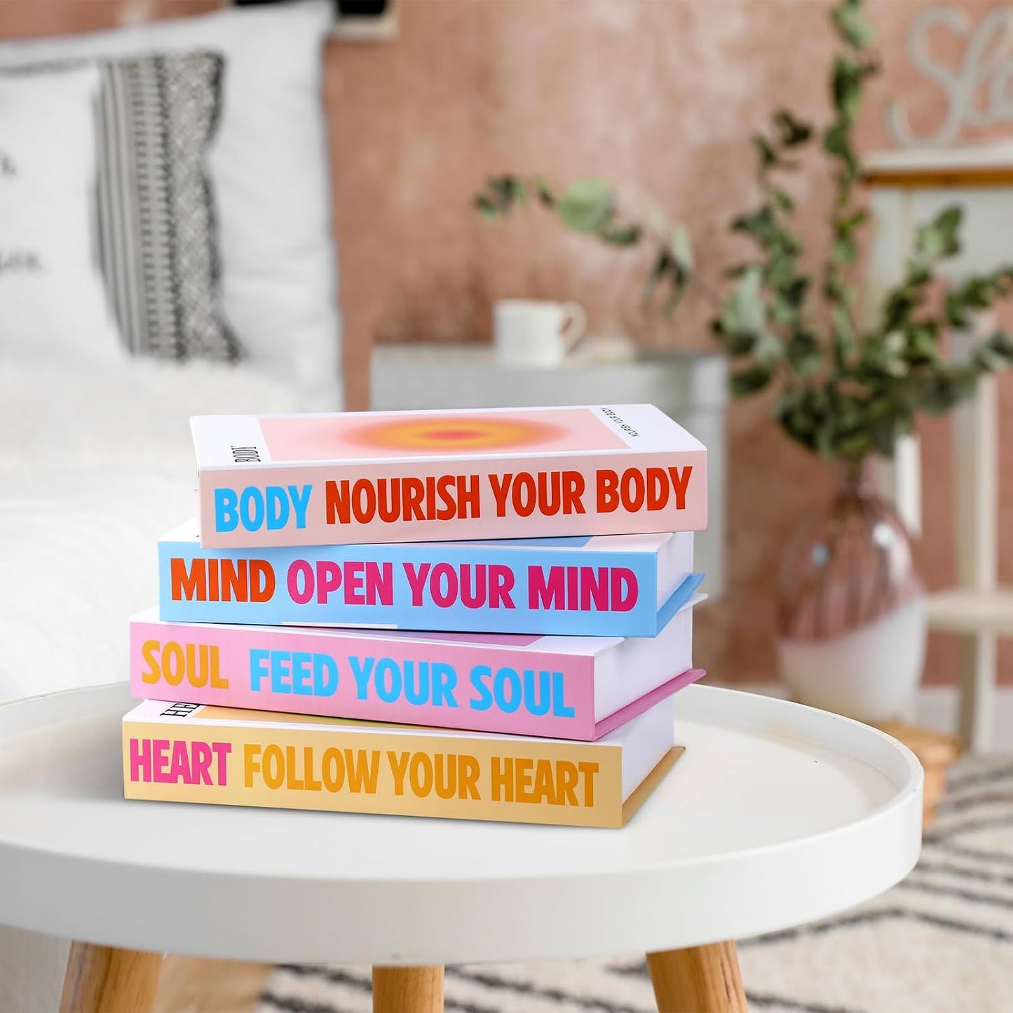Table Decor Desk Fake Books Decoration Hardcover Faux Book Storage / Gradient Aura / Set of 4