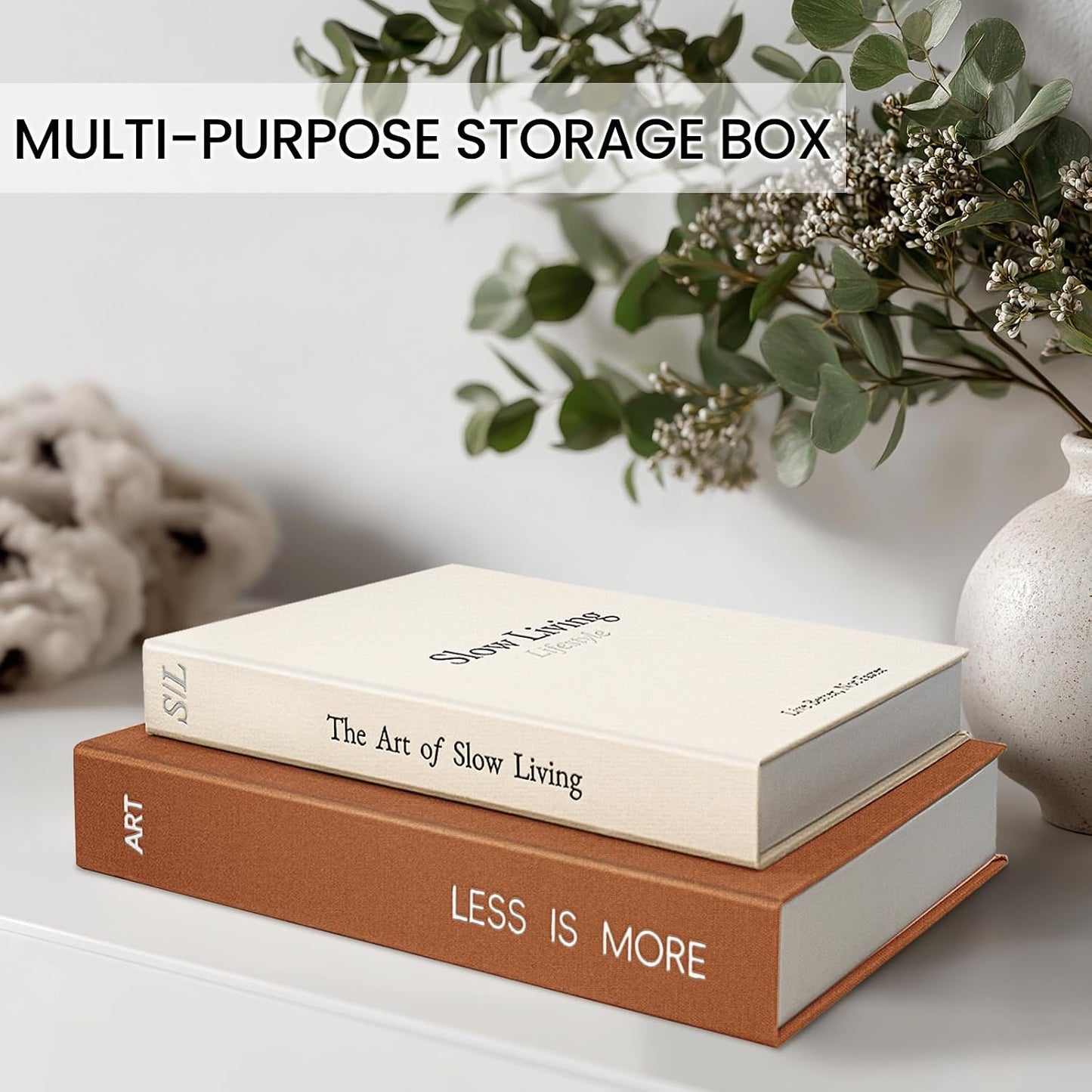 Minimalist Decorative Books / Brown-white / Set of 2