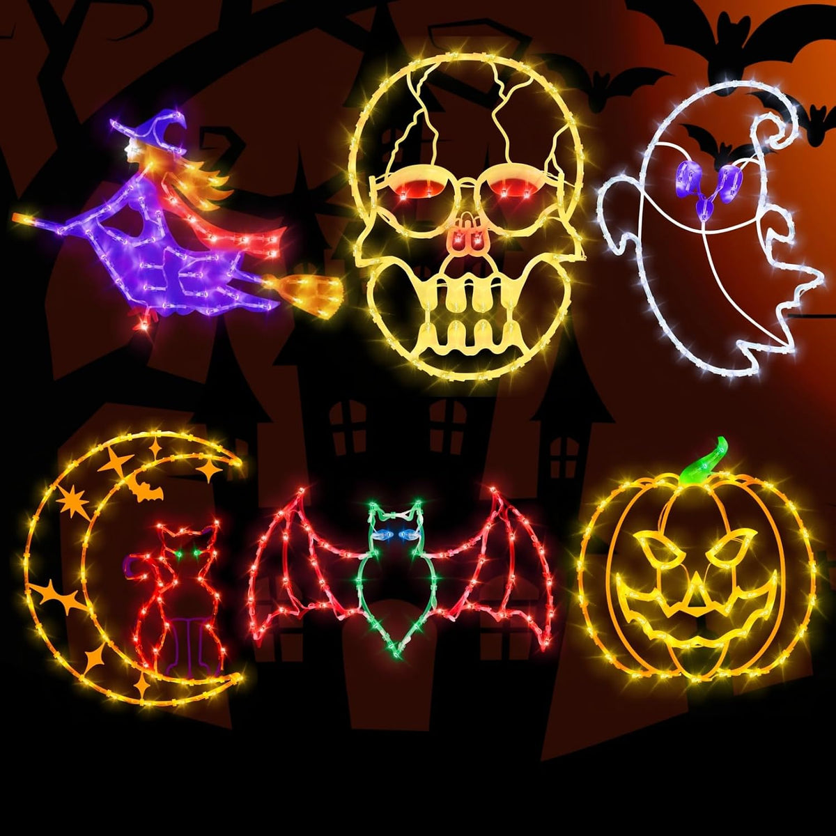 TRWYMZ Halloween Decorations - 16" Halloween Window Silhouette Lights