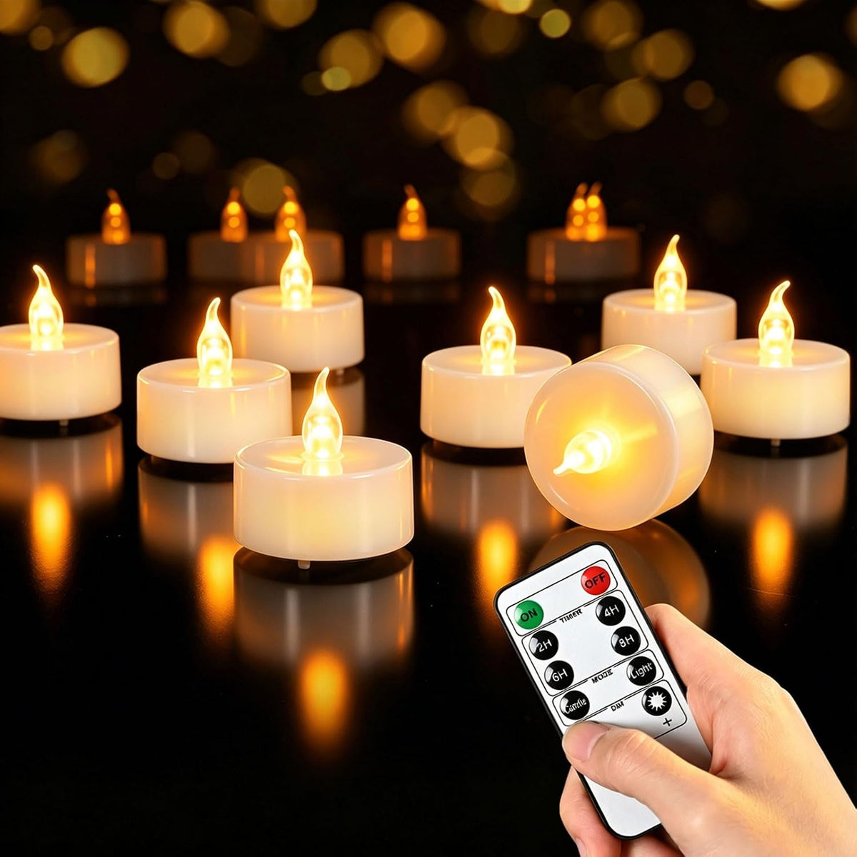 Enhon 18Pcs Dusk to Dawn Christmas Window Candles with Battery, Suction Cup