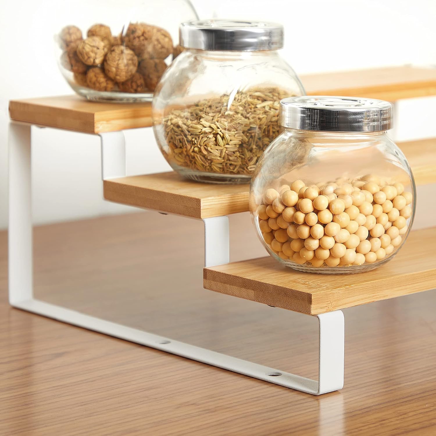 SONGMICS 6-Piece Spice Racks Bundle, 4-Pack Spice Shelves, 2-Pack 3-Tier Spice Organizers, for Kitchen Cabinet Pantry