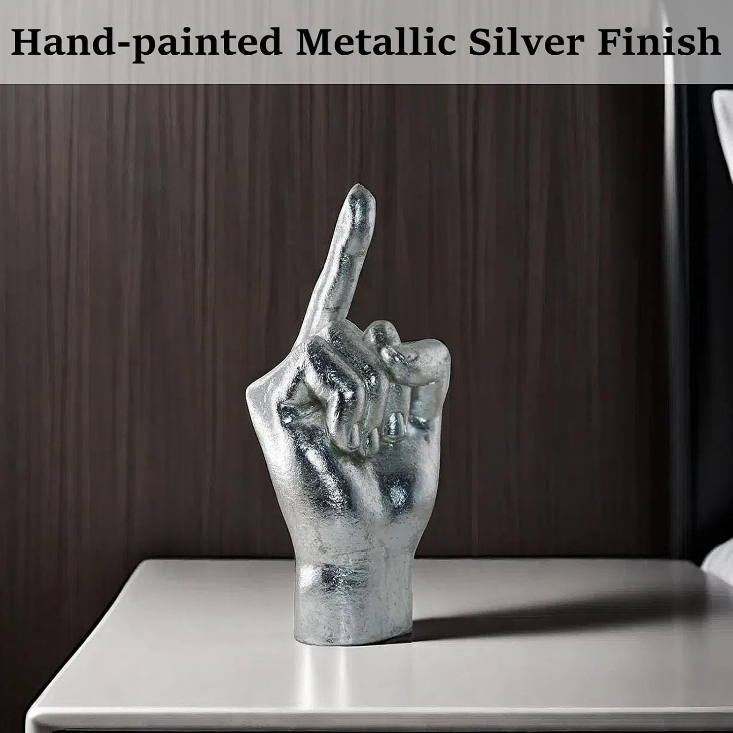 Gesture Statues and Sculptures / Silver Middle Finger