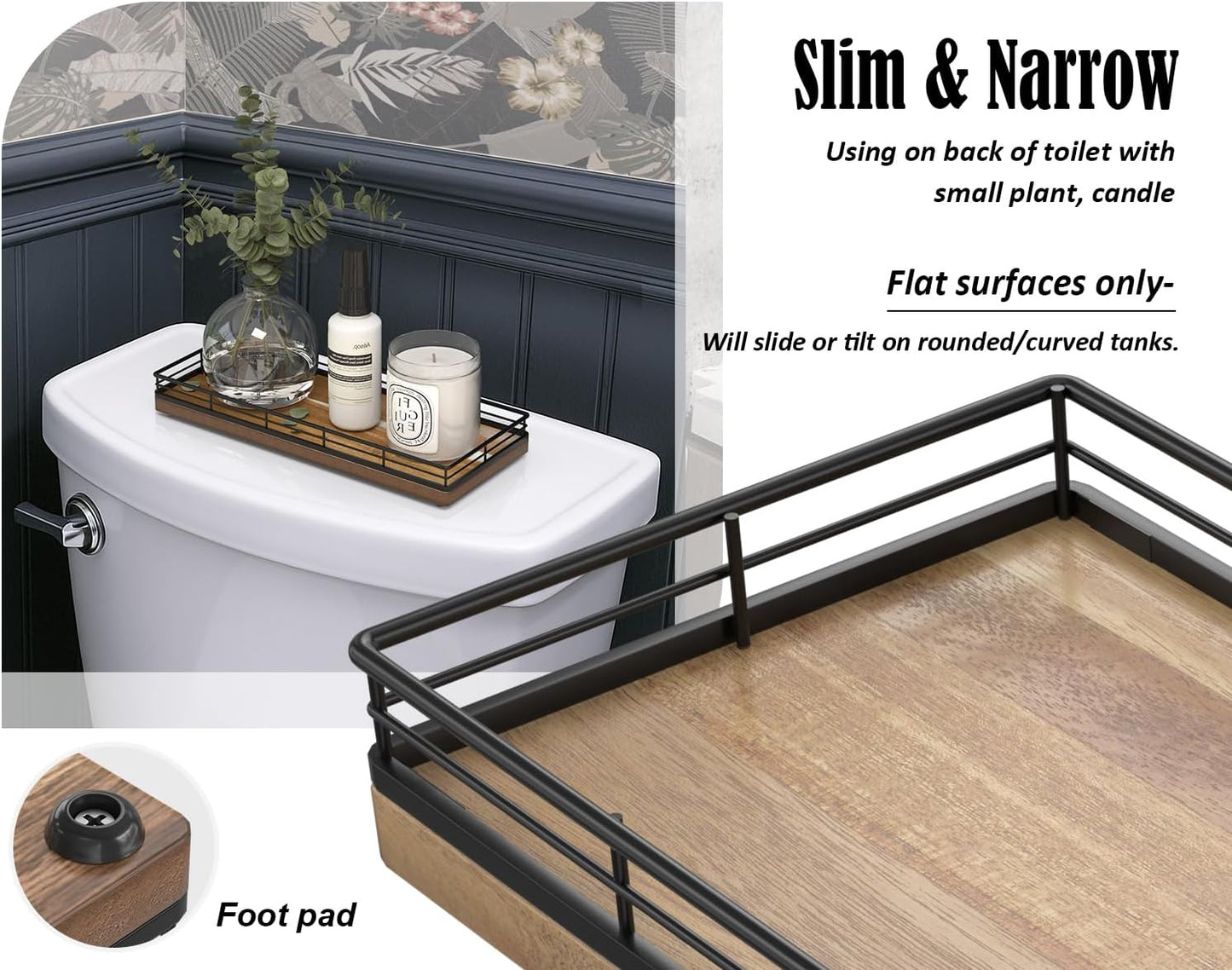Wood Bathroom Vanity Tray / Acacia / 11 x 4.3 x 1.5
