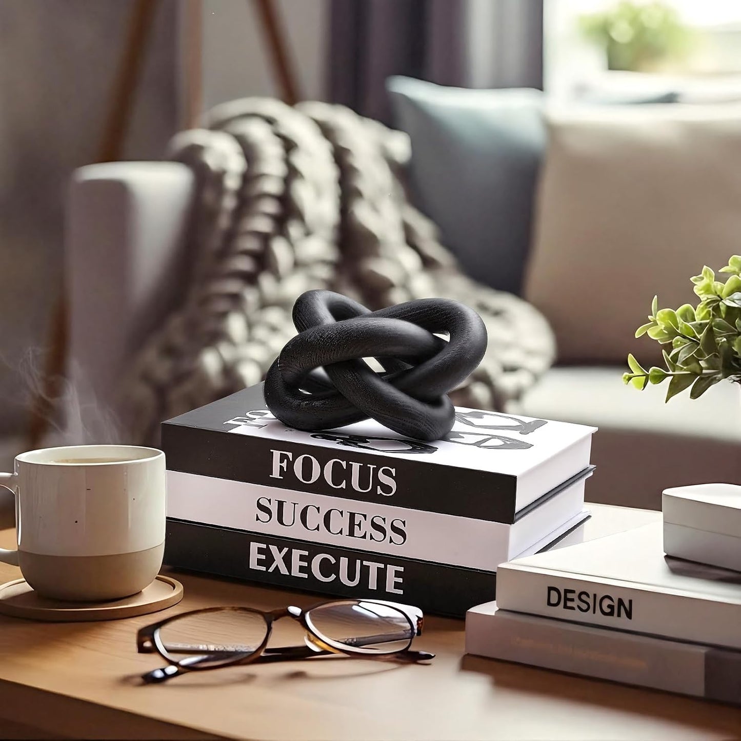 Faux Book Storage Box Set / Black / Set of 3