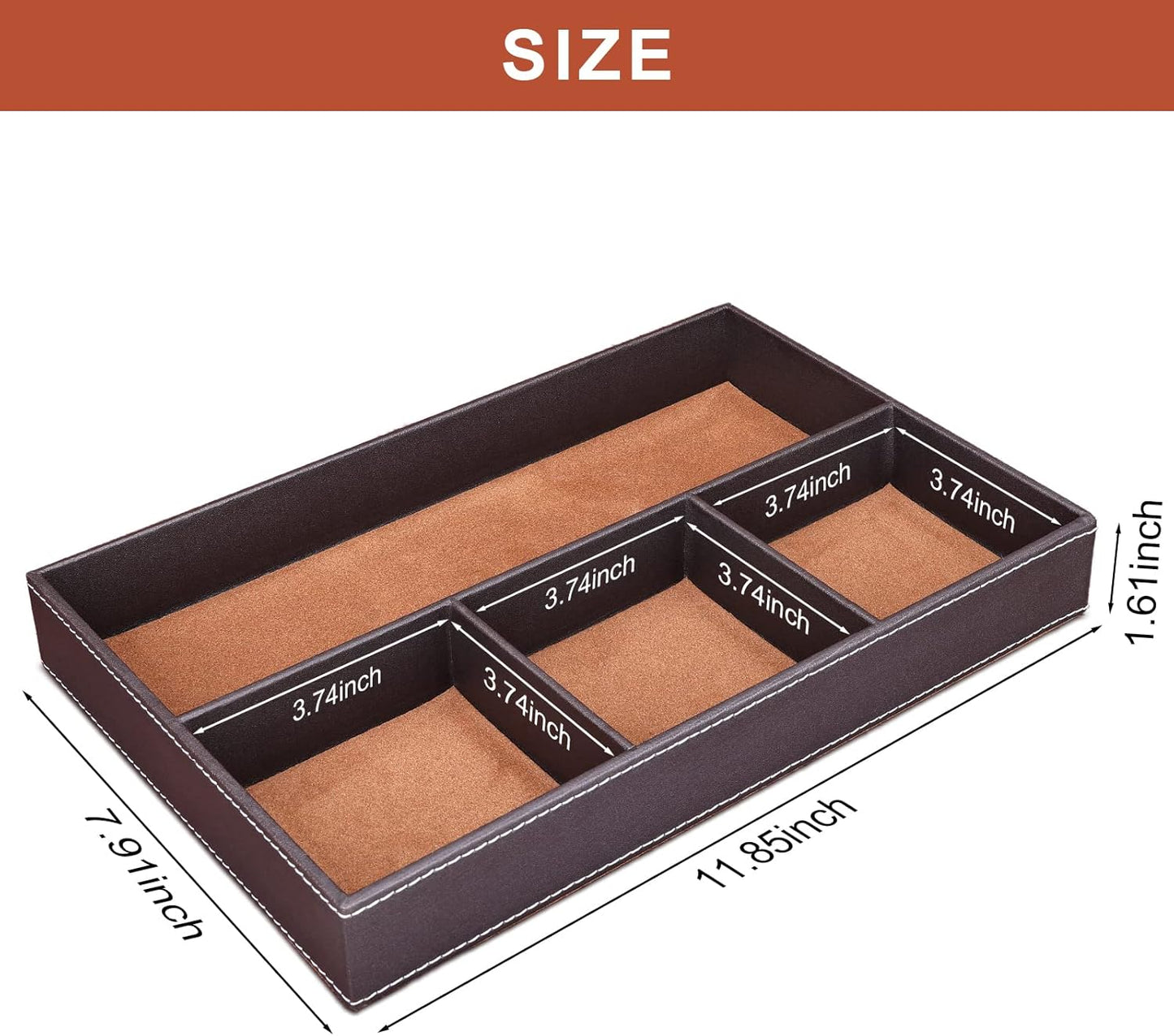 Faux Leather Valet Tray for Men / Brown