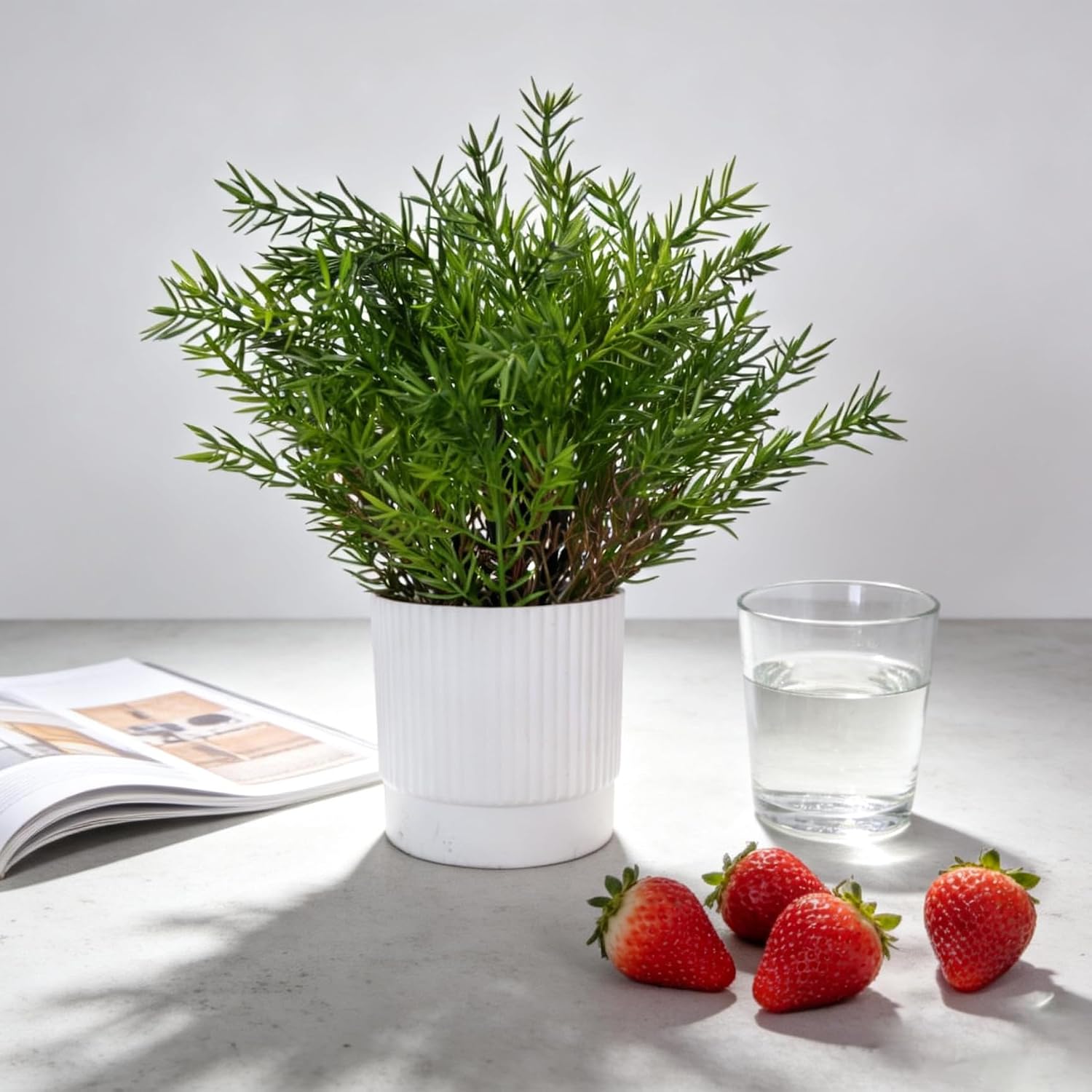 Fake Plants Mini Artificial Plants Faux Greenery / Green-2 / Set of 4