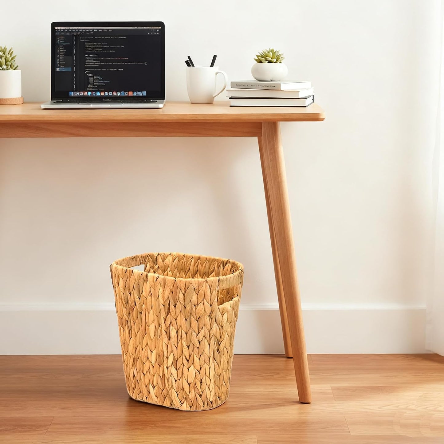 Handmade Wicker Napkin Box Holder and Bathroom Wicker Trash Can / Natural