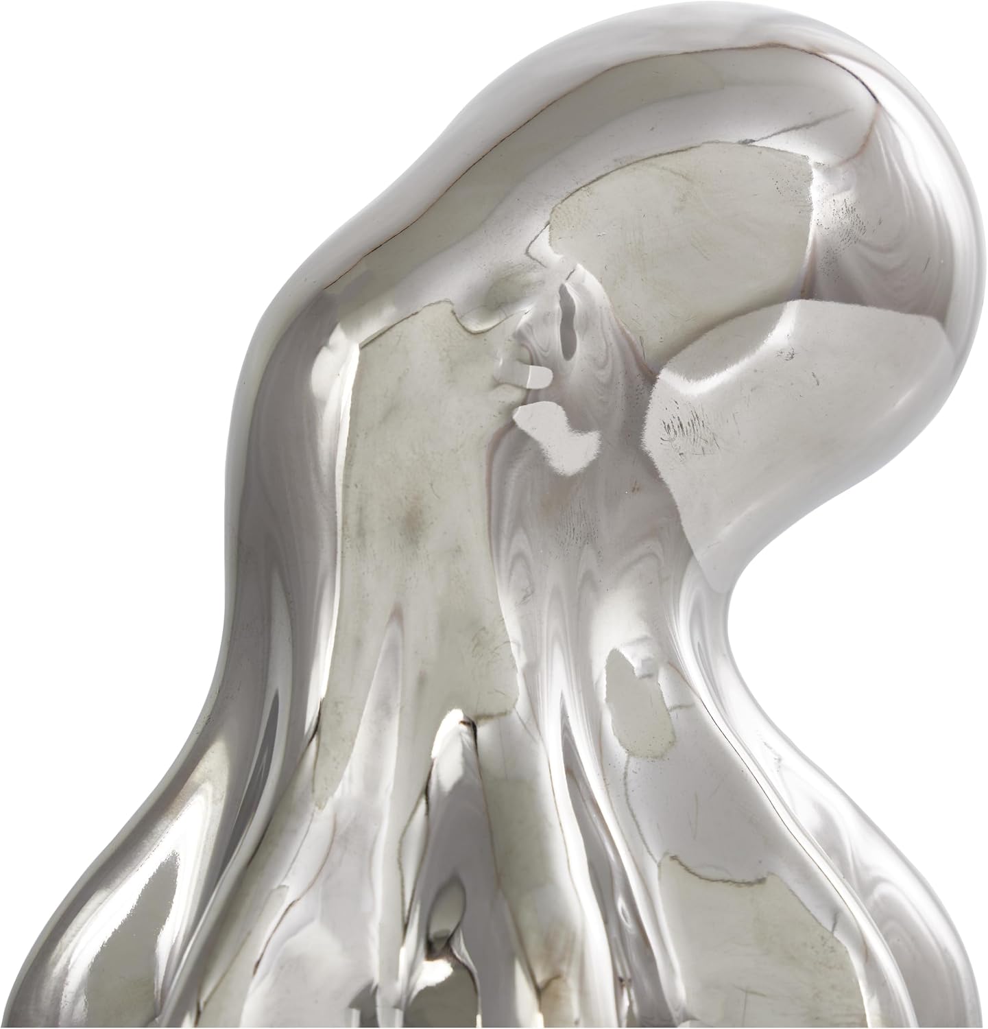 Ceramic Octopus Decorative Sculpture Standing Home Decor Statue / Silver / 6 x 6 x 8