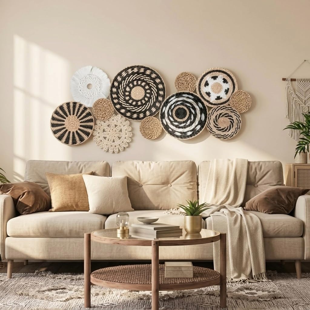 Handmade Woven Wall Baskets / Retro