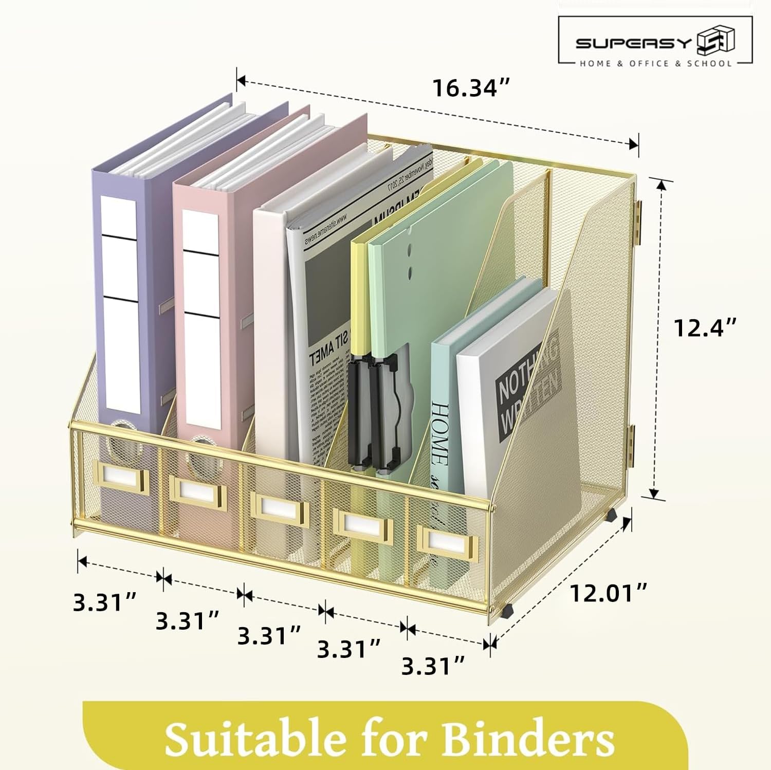 Desk Organizers Metal Desk Magazine File Holder with 5 Vertical Compartments Rack File Organizer for Office Desktop