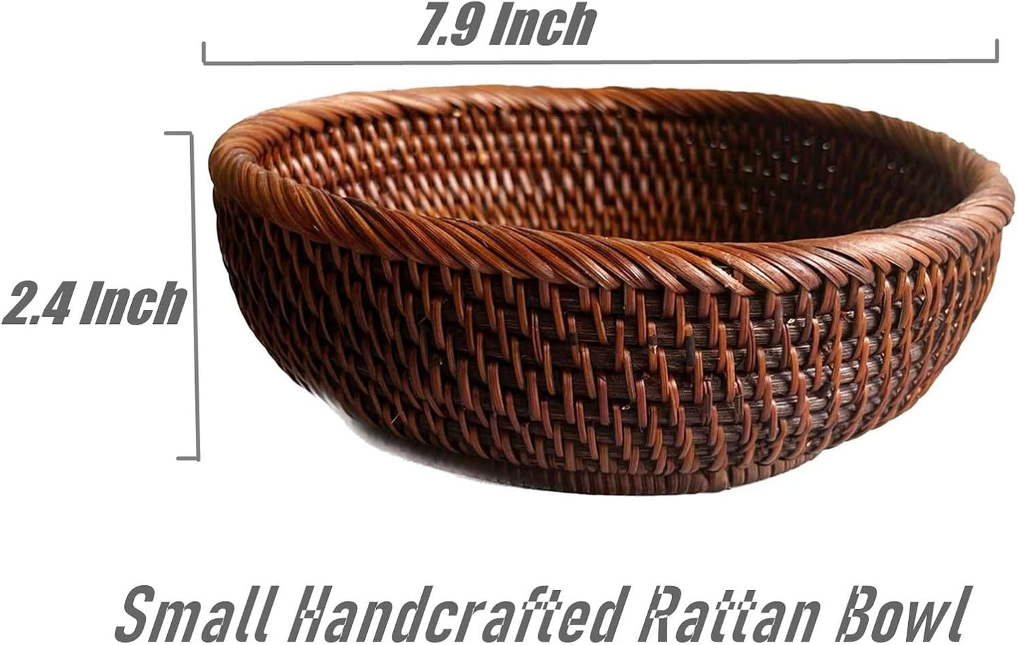 Round Rattan Bowl Basket / S - D7.9 x H2.4 Inch / 8 Inch