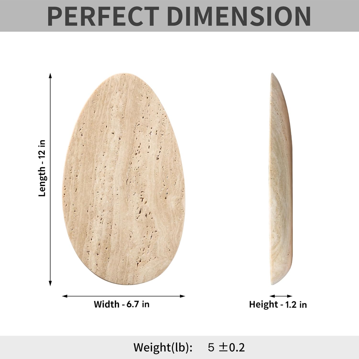 Modern Decorative Stone Tray / 12 x 6.7 x 1.2 / Natural