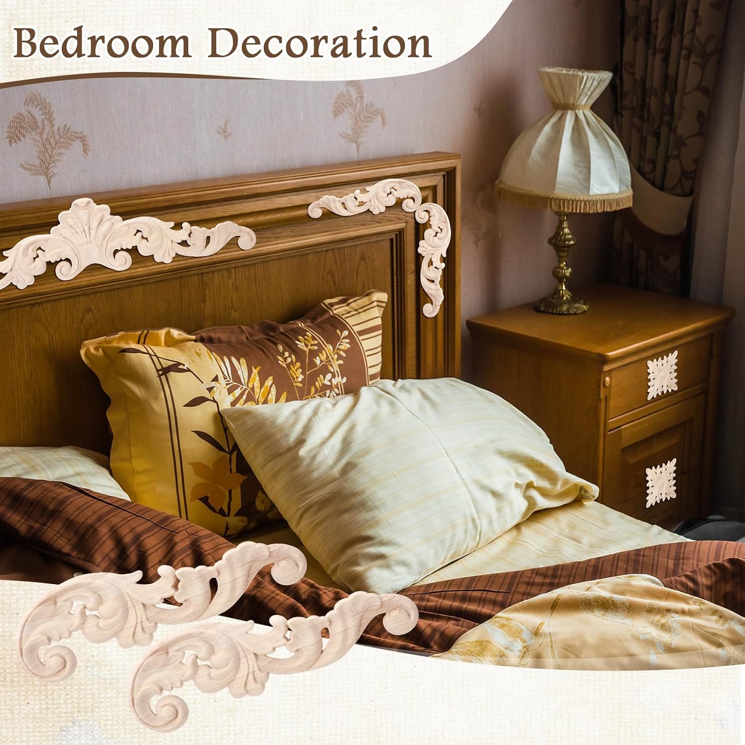 Wood Appliques and Onlays for Furniture Carved Onlays DIY / Adorable Style / Large Size / Set of 8