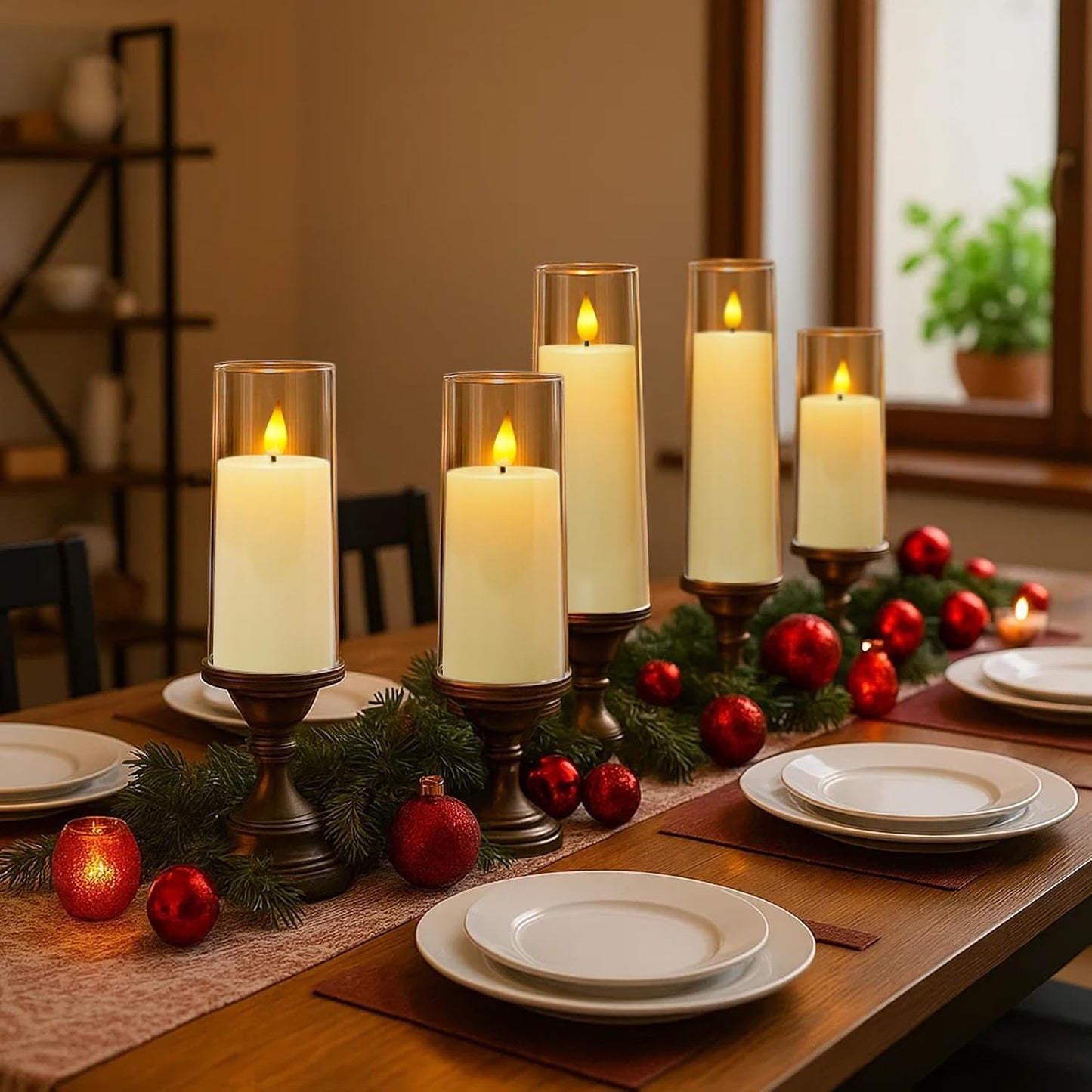 Amagic Ivory Flameless Candles with Remote, Battery Operated Candles with Timer, Acrylic Plexiglass Flickering LED Fake