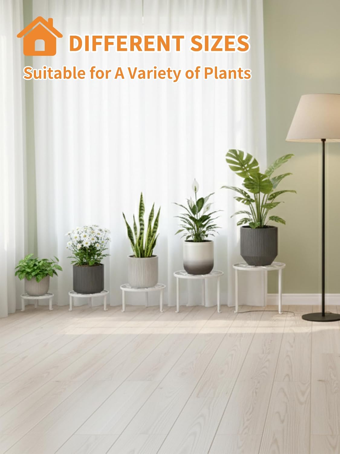 5-Pack Heavy Duty Plant Stand, Metal Flower Pot Holder for Indoor Outdoor Use