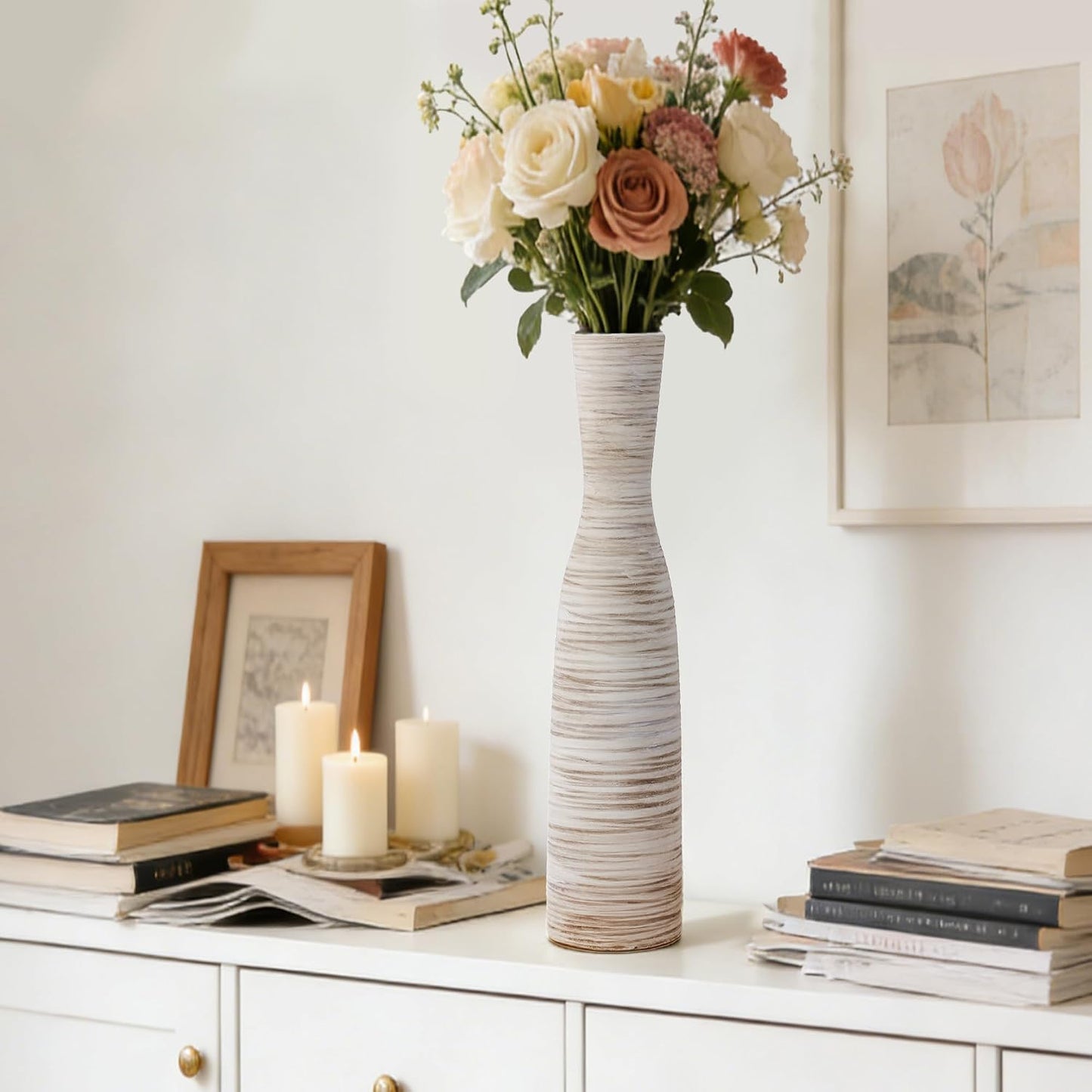 Decorative Thin Pampas Grass Vases / Bow-white-20