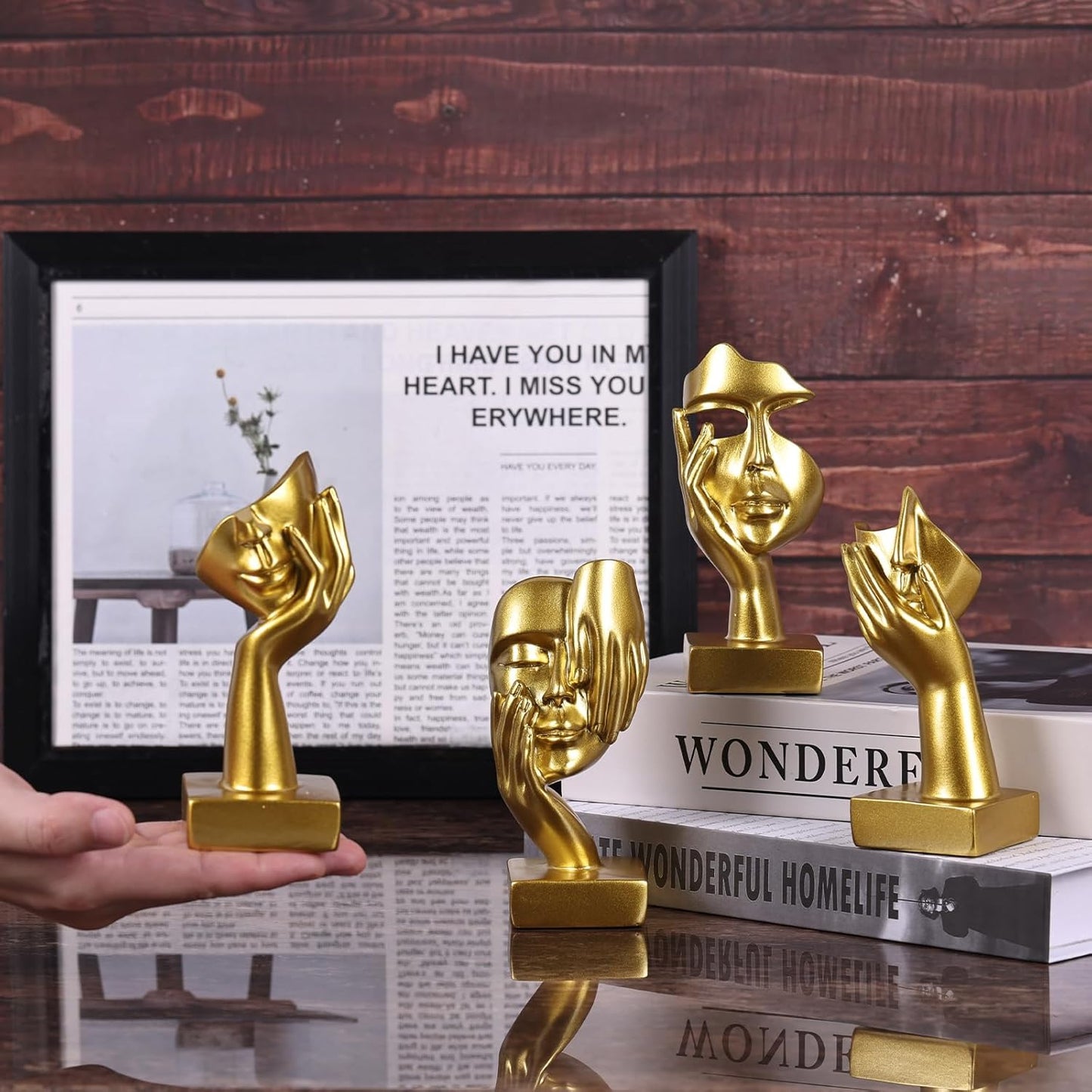 Abstract Thinker Figurine / Gold / Set of 4