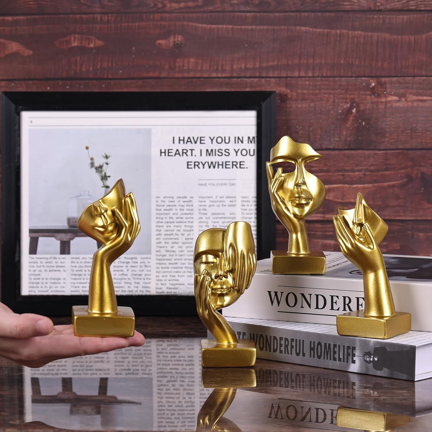 Abstract Thinker Figurine / Gold / Set of 4