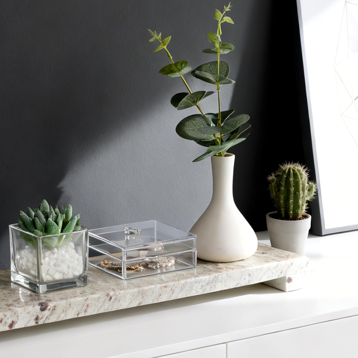 Marble Vanity Tray / River White / 16 x 4