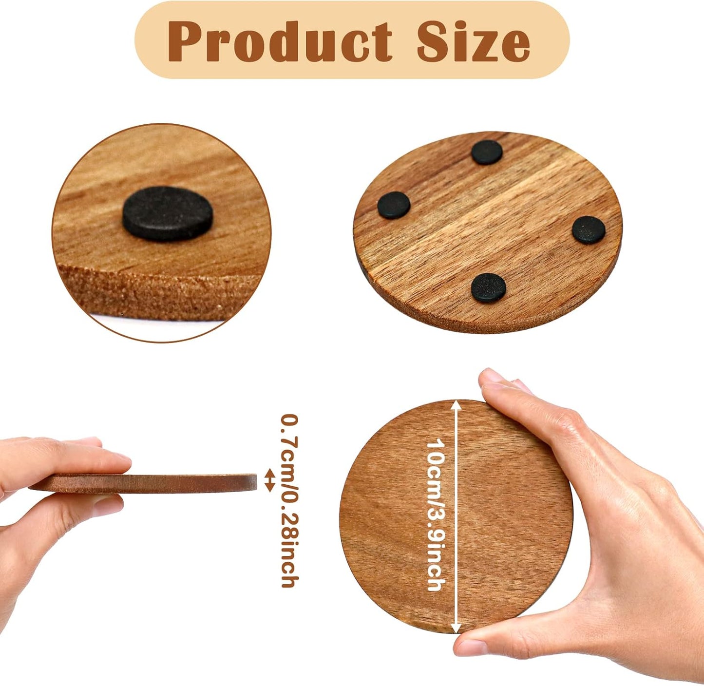 Unfinished Wood Coasters / Acacia / 4 Inch / Set of 36