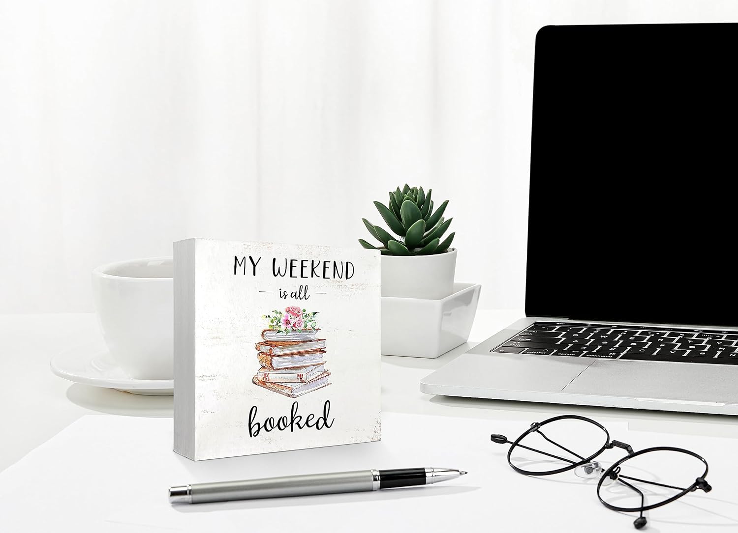 My Weekend is Booked Book Wood Desk Sign / G