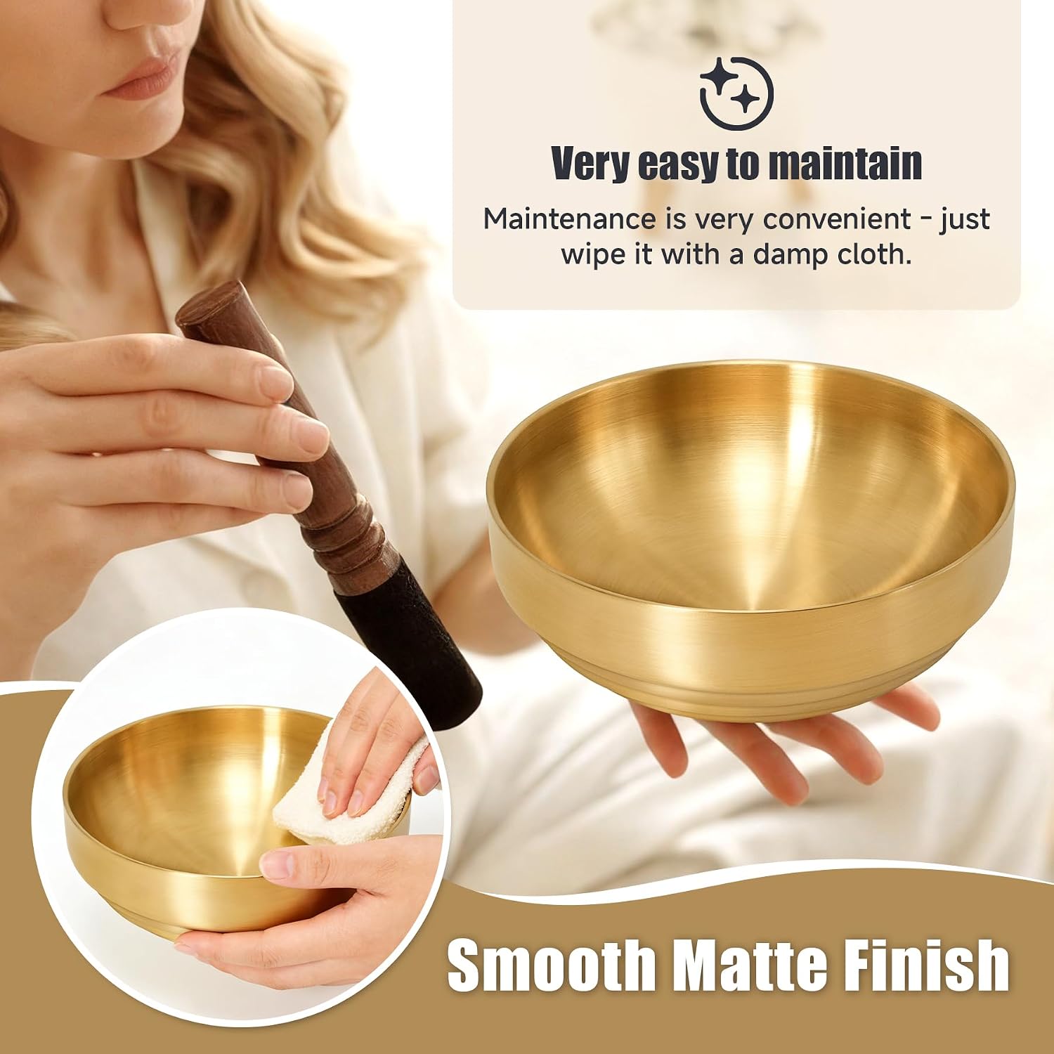 7.4" Decorative Bowl Key Bowl Stainless Steel Fruit Bowl Modern Stylish Metal Centerpiece / Gold