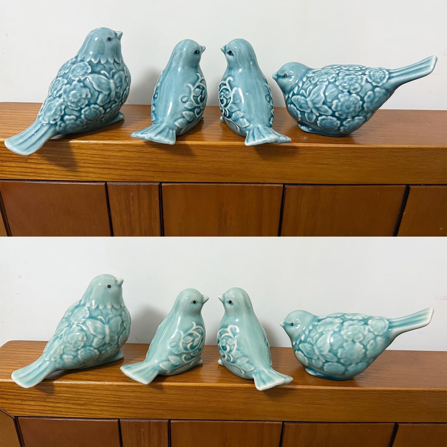 Ceramic Bird Figurines / Blue / Set of 2