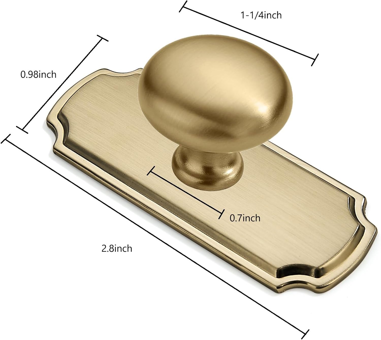 10 Pack 1-1/4 inch Backplate for Cabinet Knobs Brushed Brass Drawer Knobs Satin Gold Cabinet Hardware Vintage Knobs