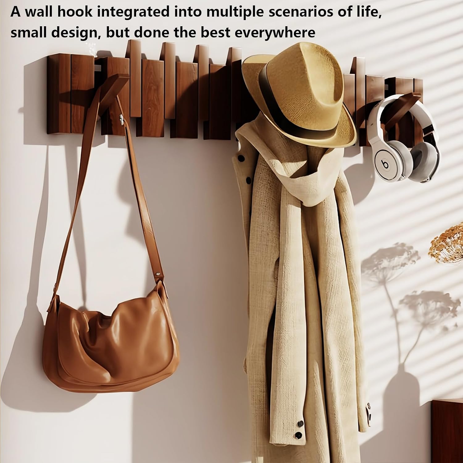 Paint Wood Wall Mounted Coat RackHooks Piano Key Hangers Natural Solid Wood Hanger Non-Woven Fabric Clothes Hangers for