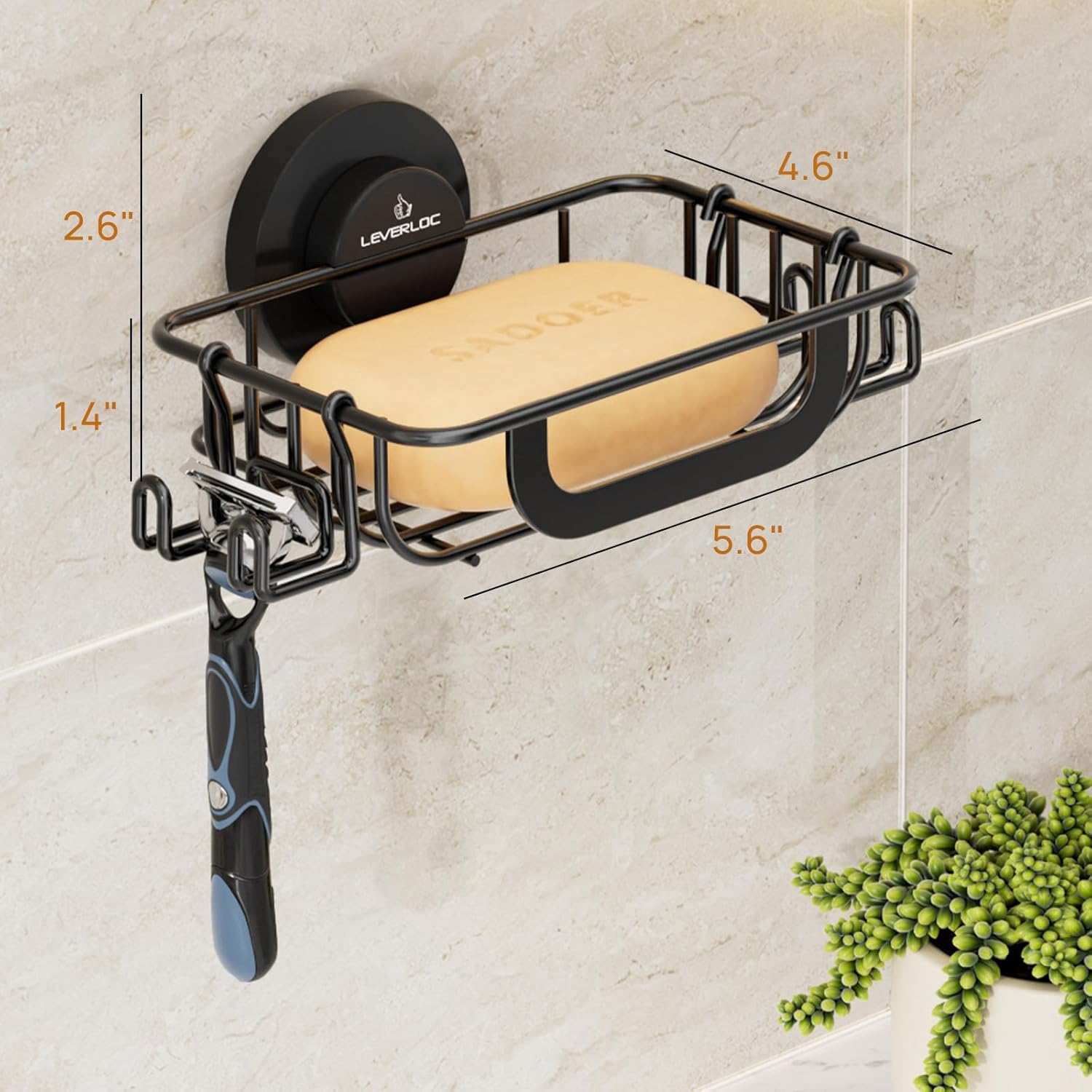 Hooks / Bar Soap Holder for Shower / Black / 1 Tire