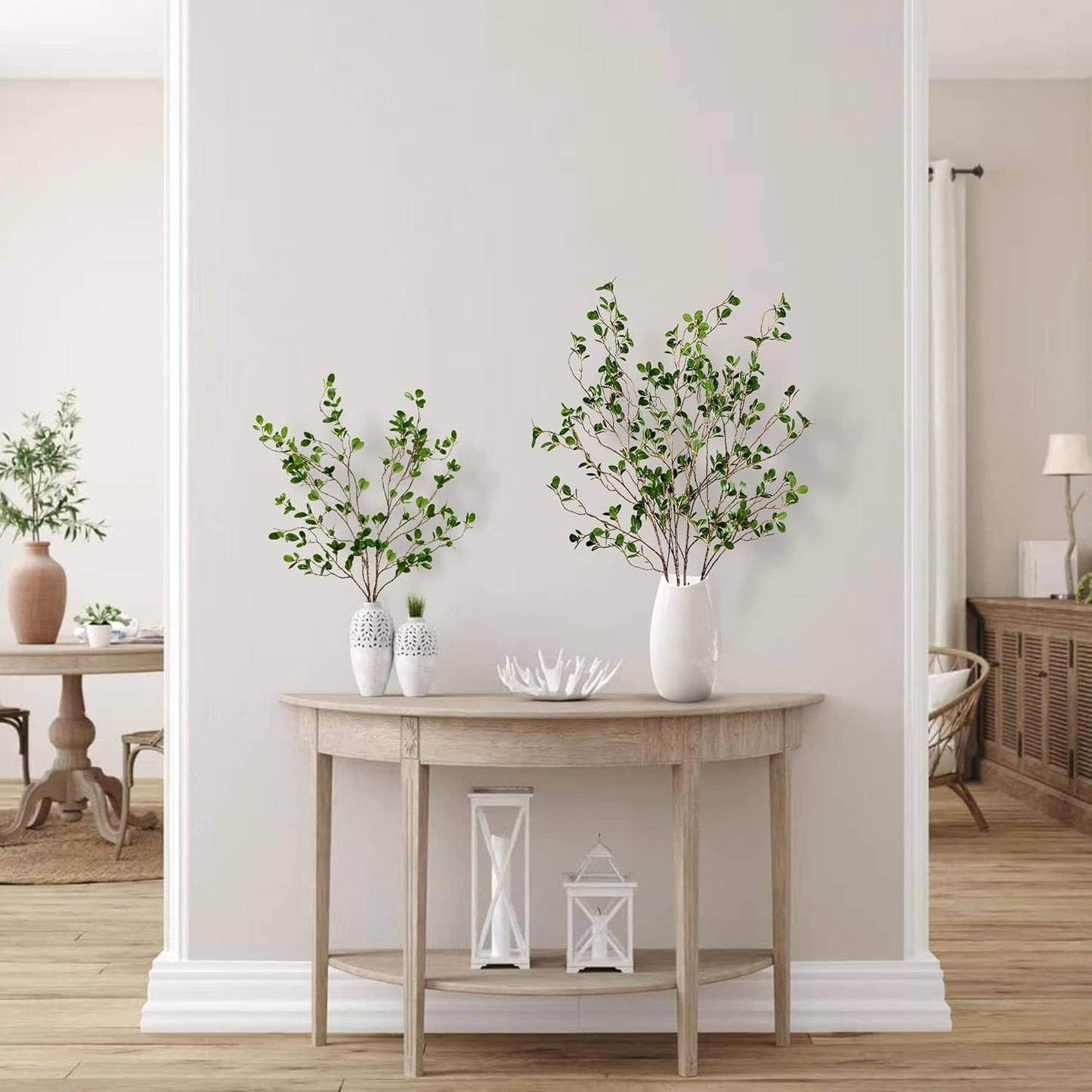 43’’ Artificial Ficus Branches Faux Leaf Spray Eucalyptus Branches Artificial / Green / Set of 4