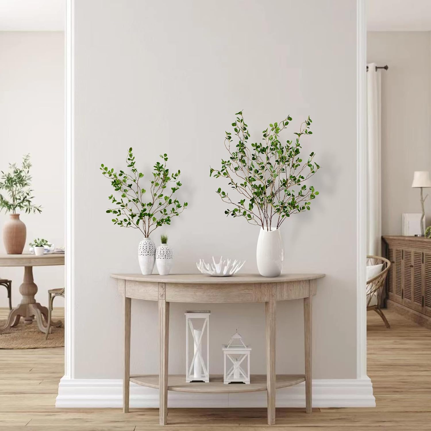 43’’ Artificial Ficus Branches Faux Leaf Spray Eucalyptus Branches Artificial / Green / Set of 4