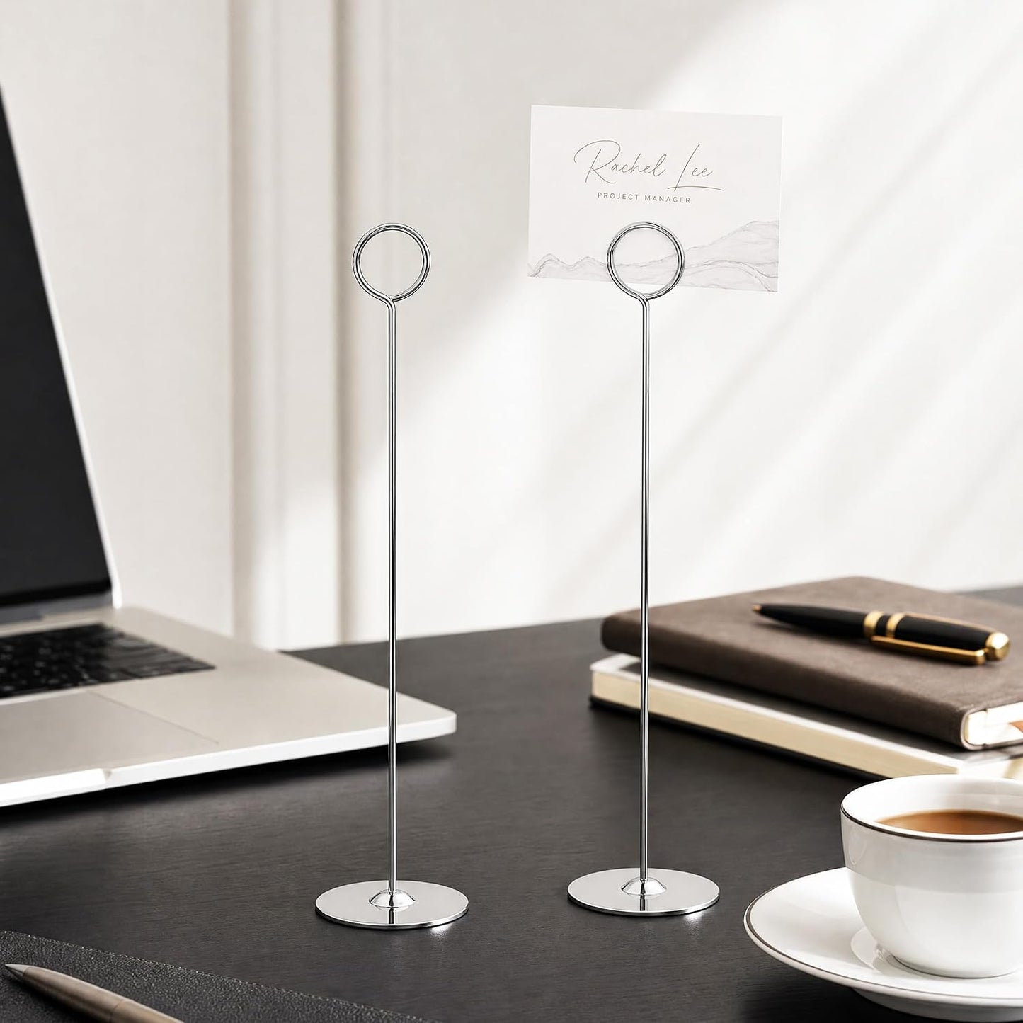 Urban Deco 12 Inch Silver Steel Place Card Holder,16 Pack Table Number Holder