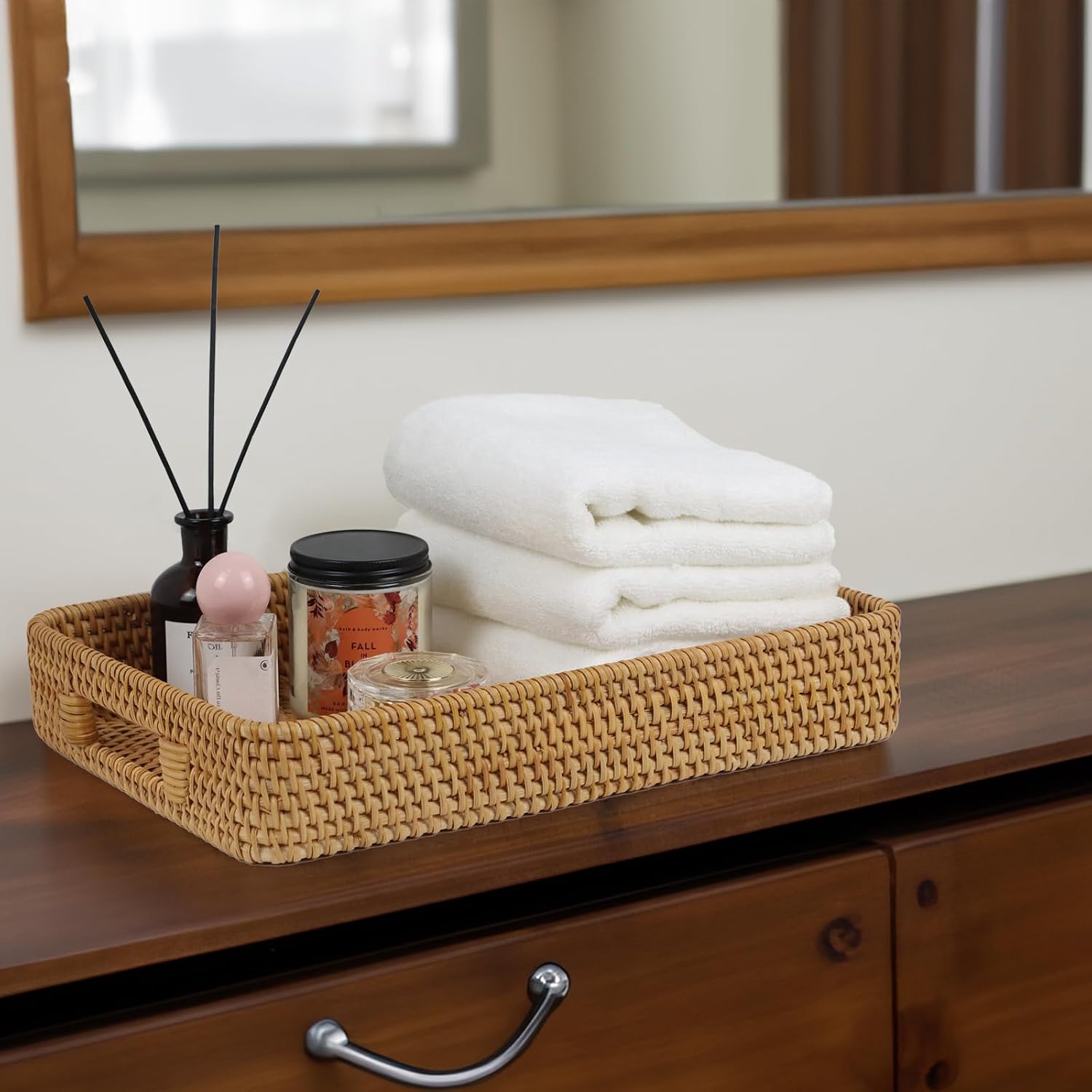 Rattan Serving Tray / 15 x 10.2 x 2.6