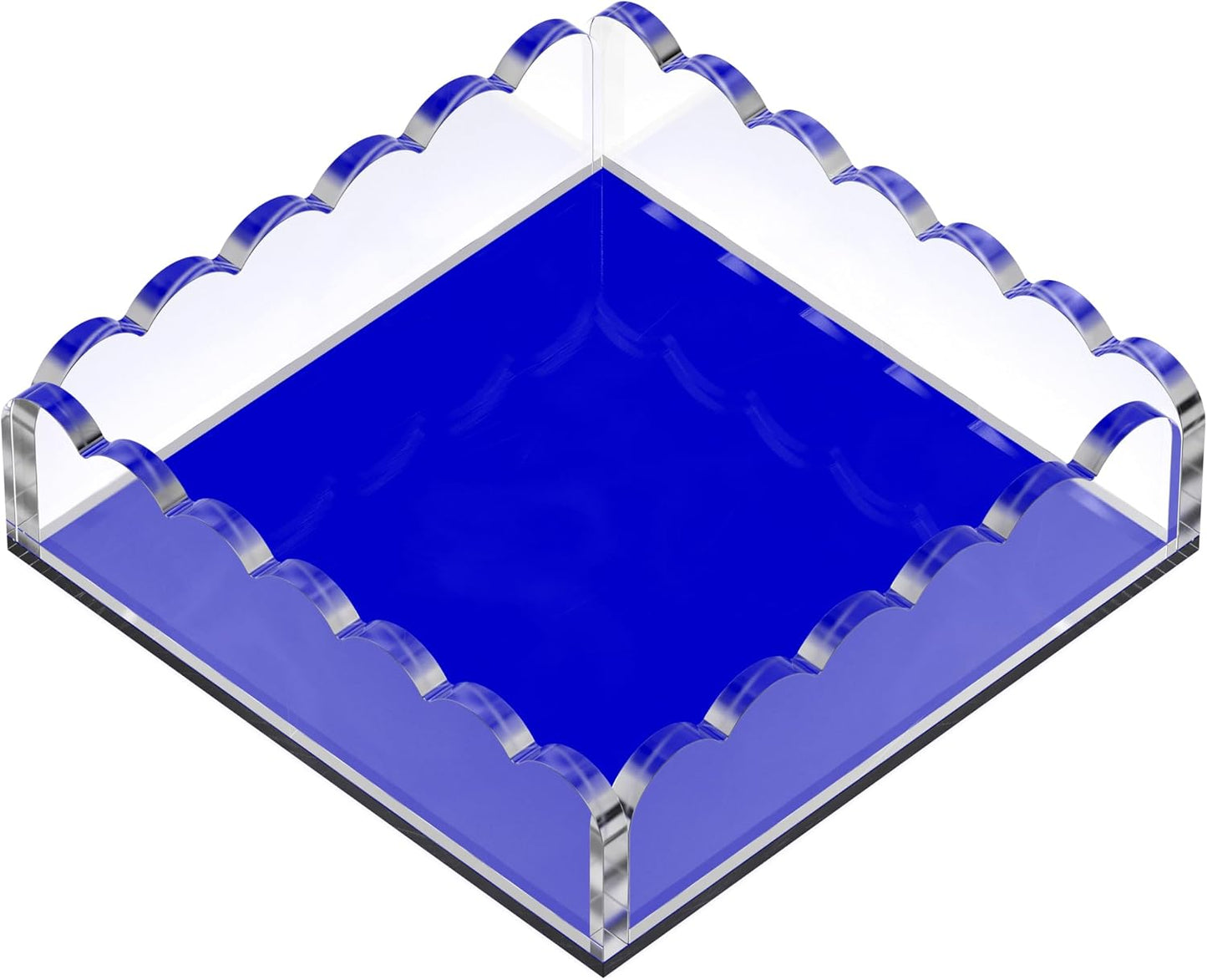 Scalloped Acrylic Tray / Navy / 8 x 8