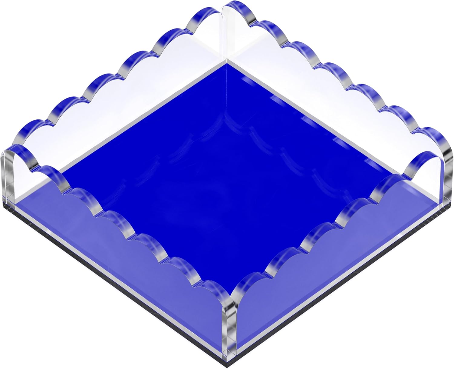 Scalloped Acrylic Tray / Navy / 8 x 8